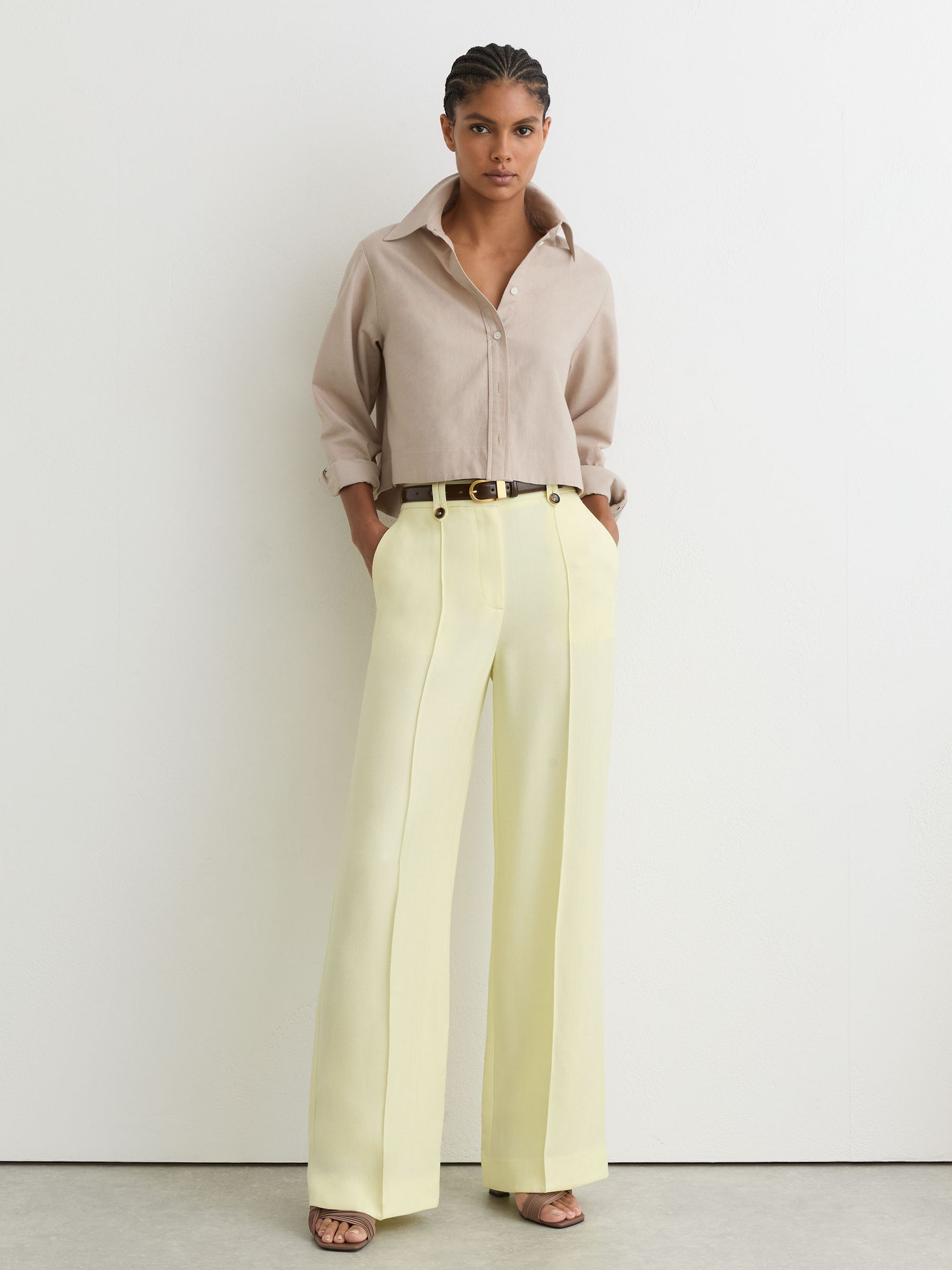 Pleated Mule Block-Heel Sandals in Taupe - image 4