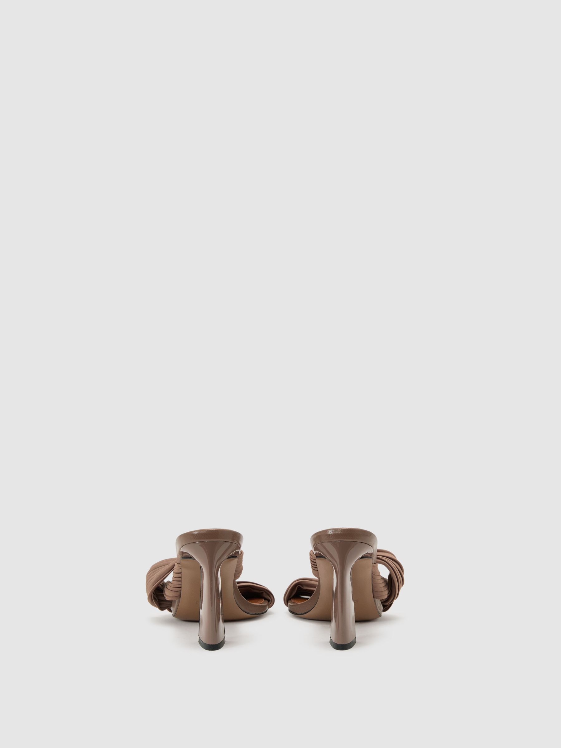 Pleated Mule Block-Heel Sandals in Taupe - image 3