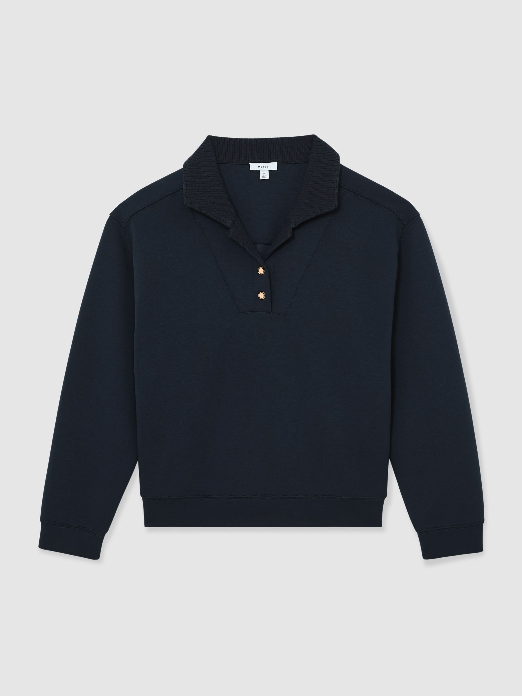 Premium Interlock Collar Sweatshirt in Navy - Image 2 of 6