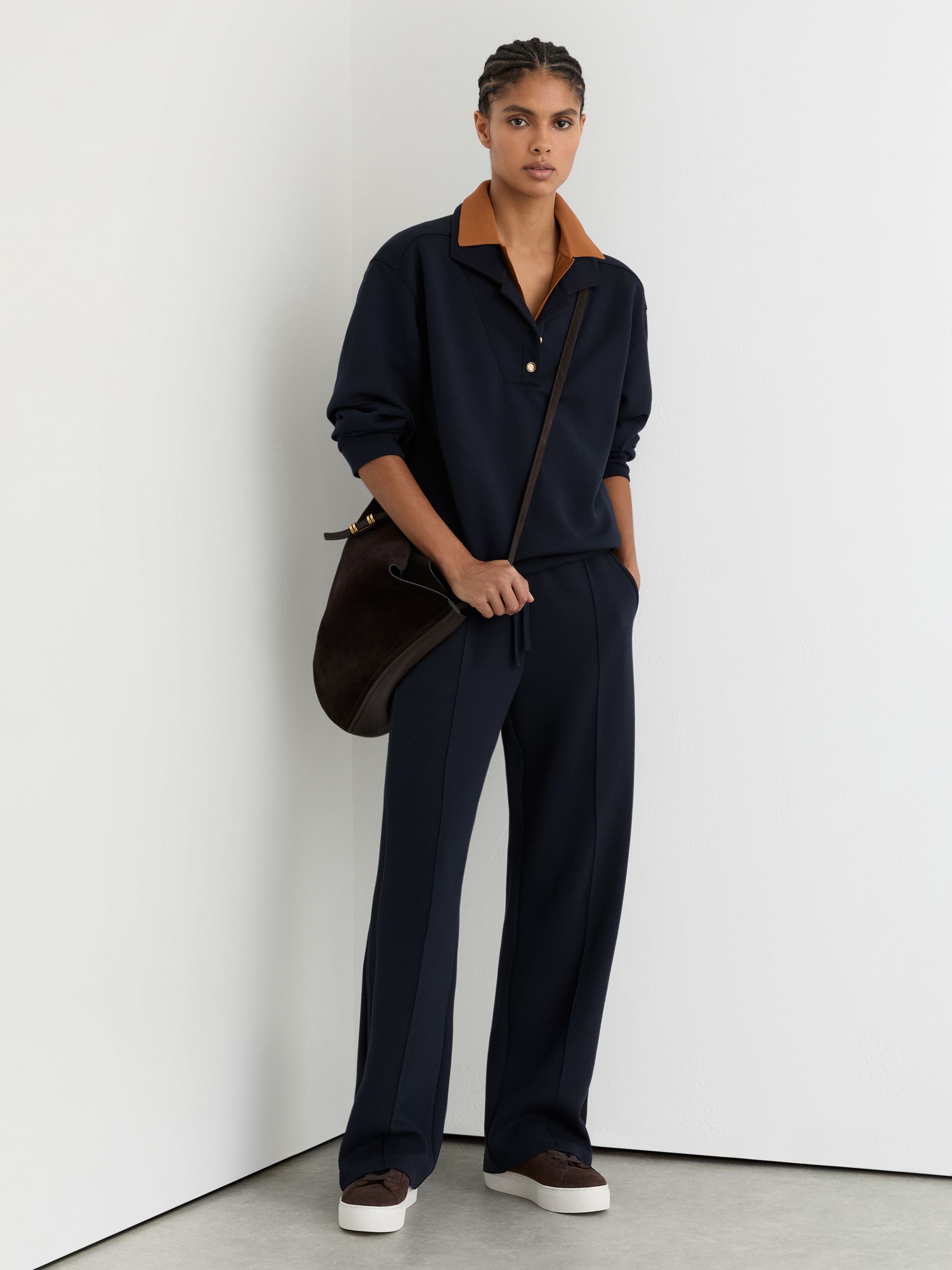 Premium Interlock Collar Sweatshirt in Navy - Image 3 of 6