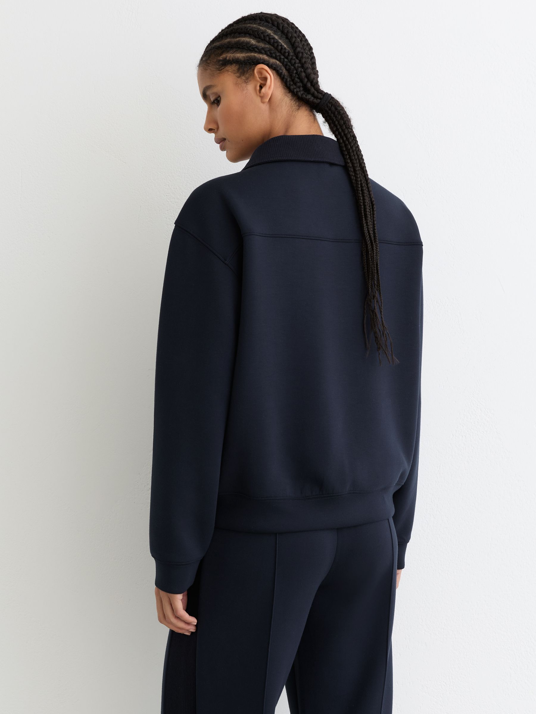 Premium Interlock Collar Sweatshirt in Navy - Image 5 of 6