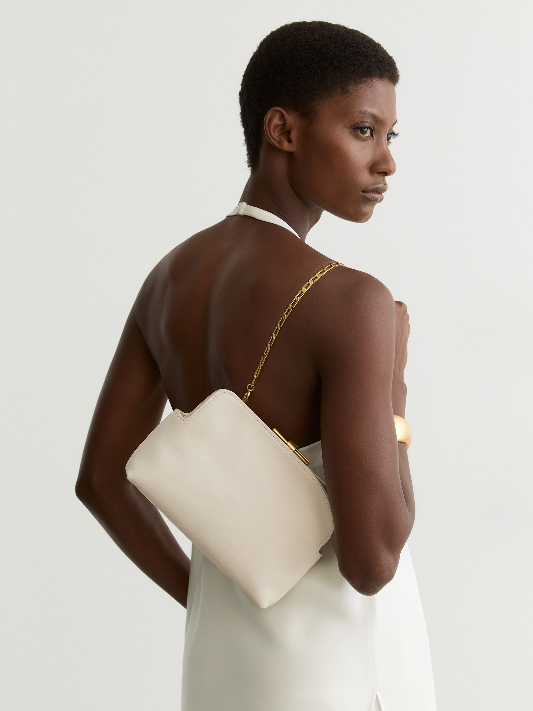 Leather Frame Clutch Bag in White - Image 1 of 6
