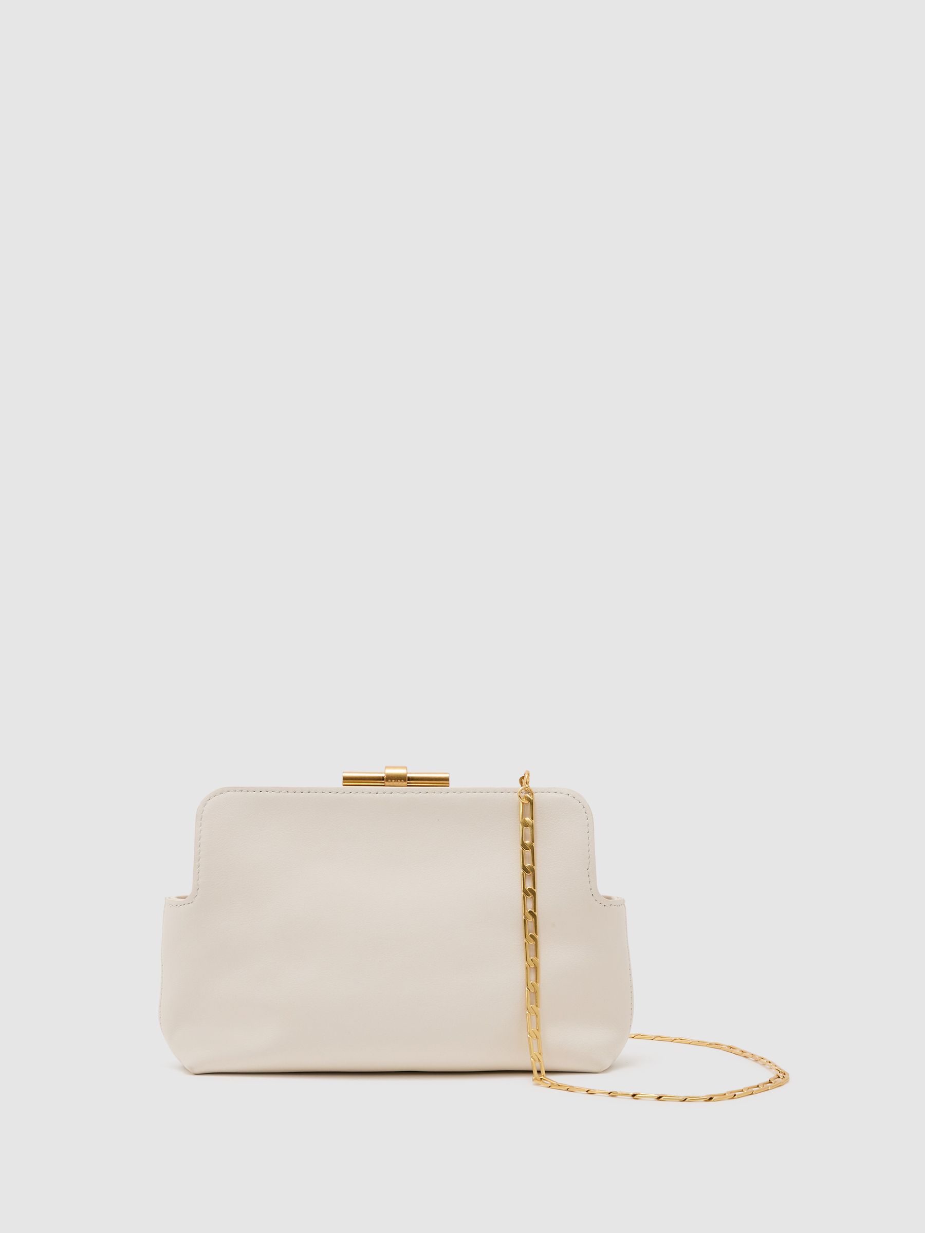 Leather Frame Clutch Bag in White - Image 2 of 6