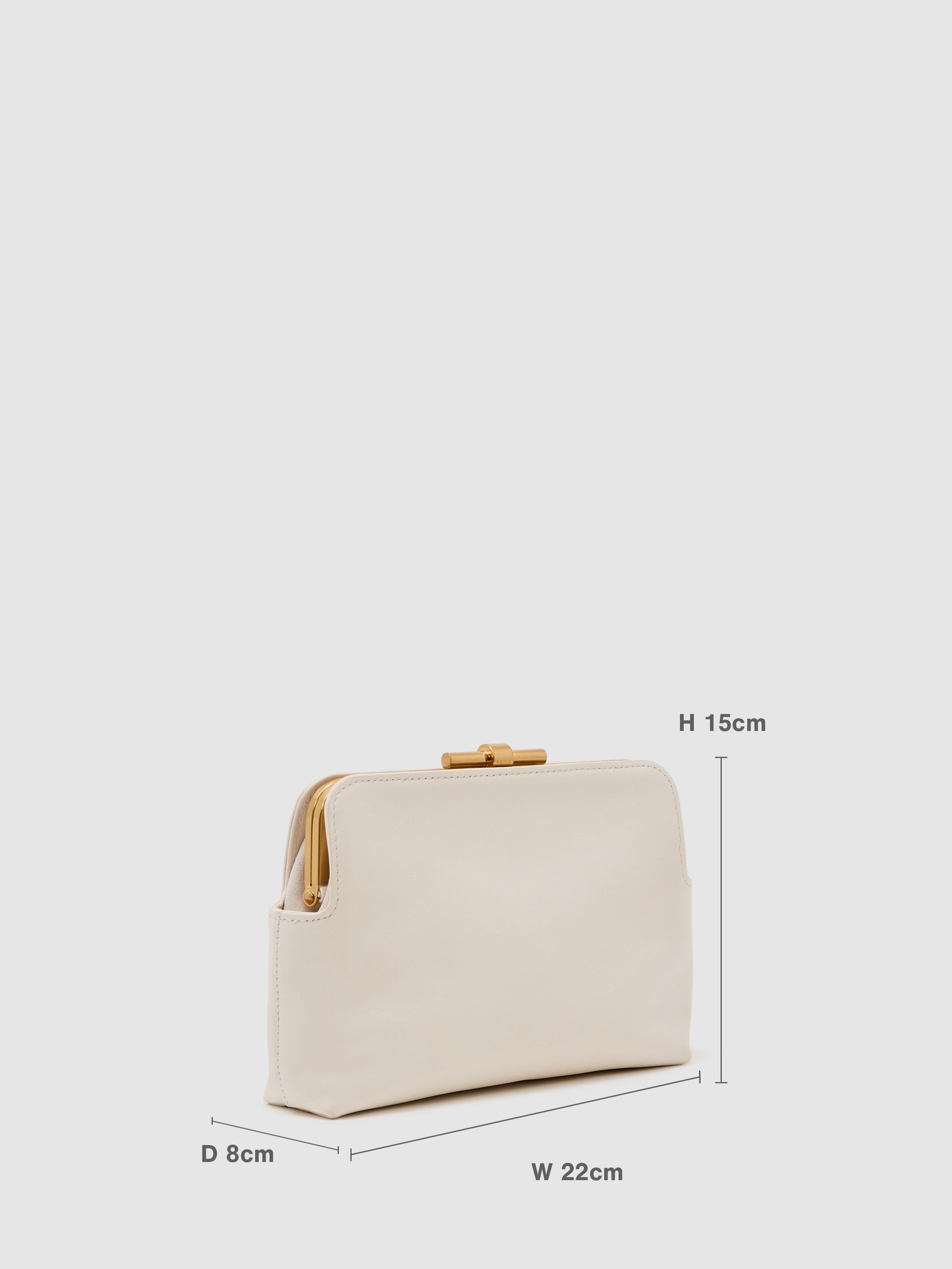Leather Frame Clutch Bag in White - Image 3 of 6