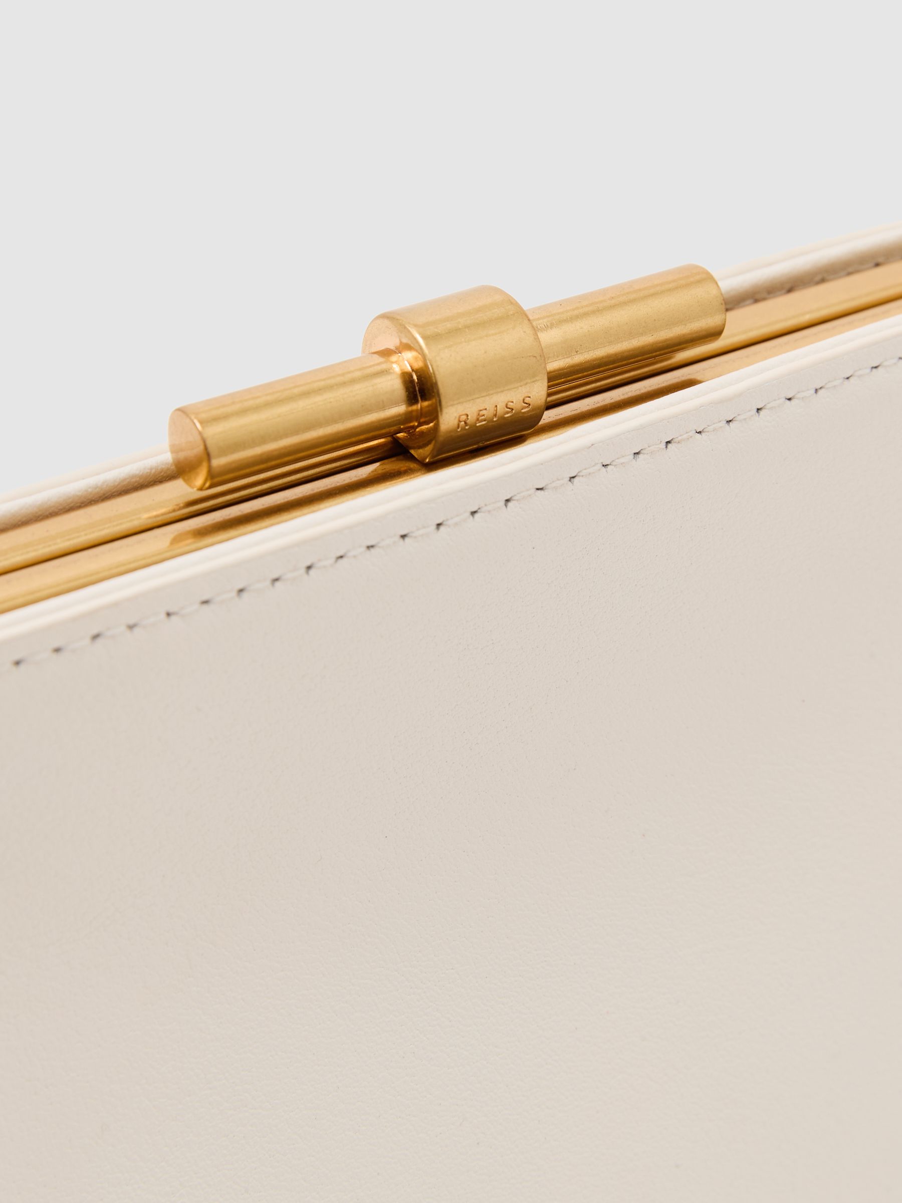 Leather Frame Clutch Bag in White - Image 4 of 6