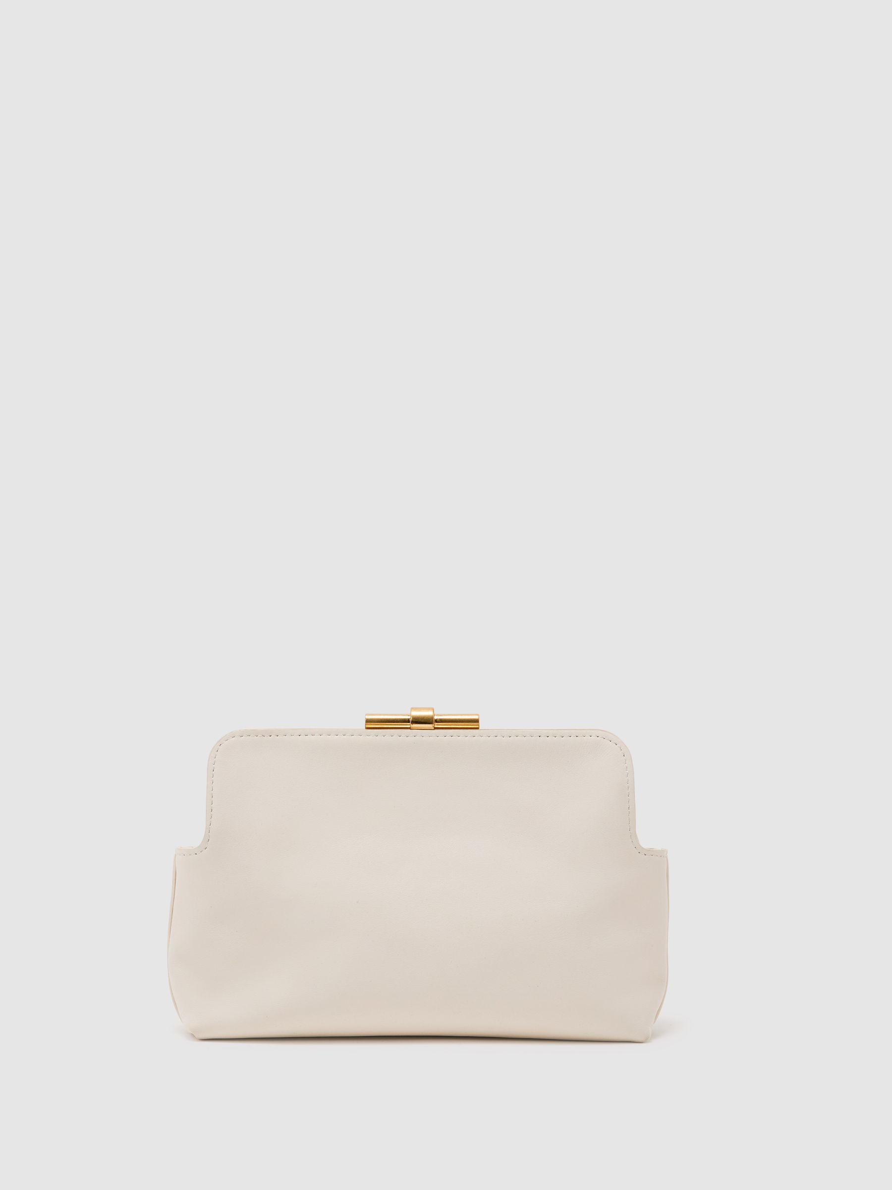 Leather Frame Clutch Bag in White - Image 5 of 6