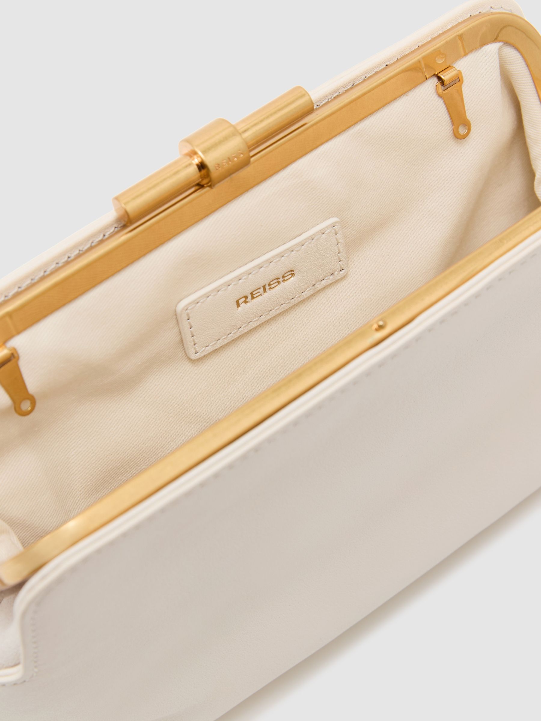 Leather Frame Clutch Bag in White - Image 6 of 6