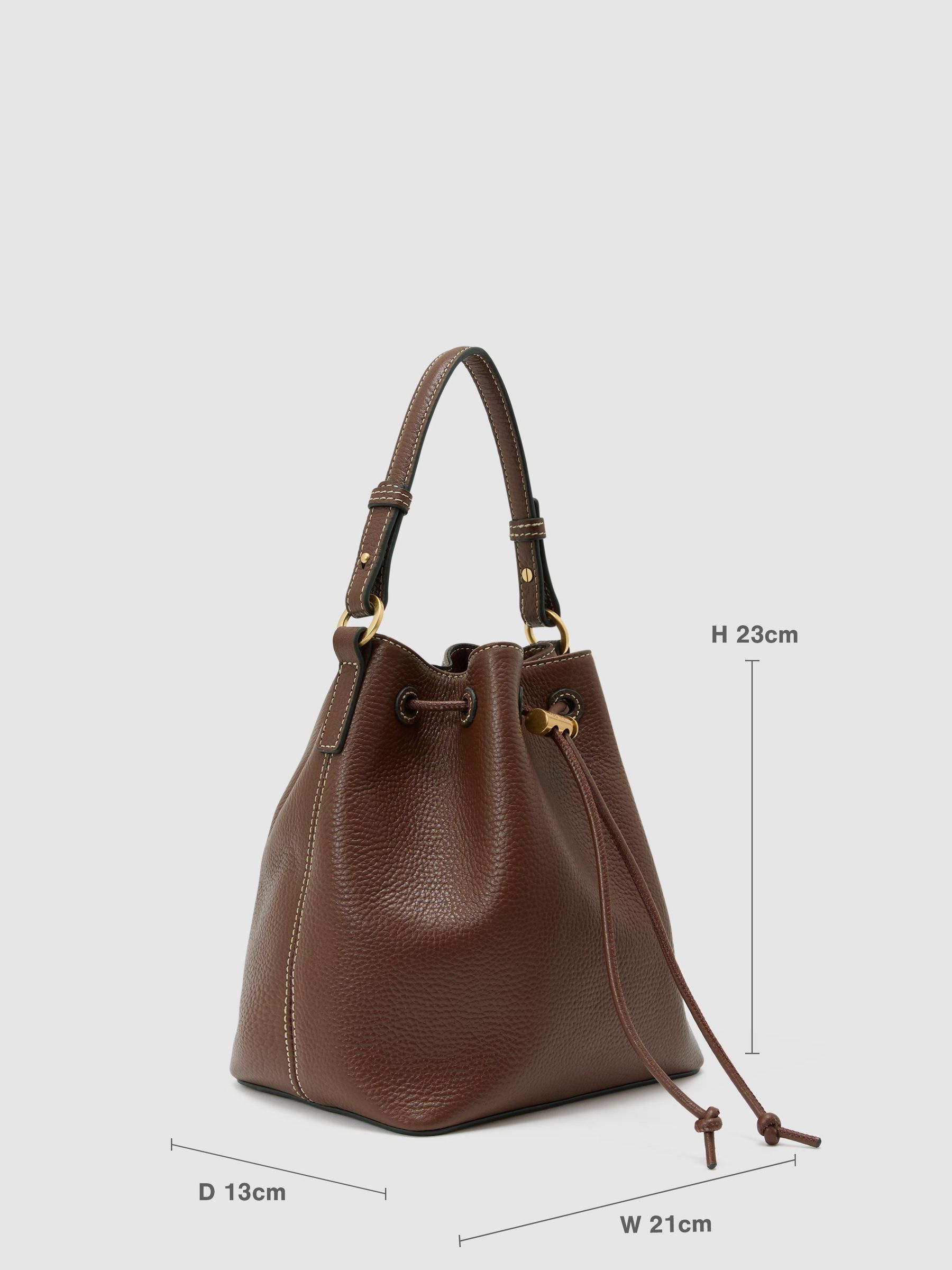 Grained-Leather Bucket Bag in Tan - image 3