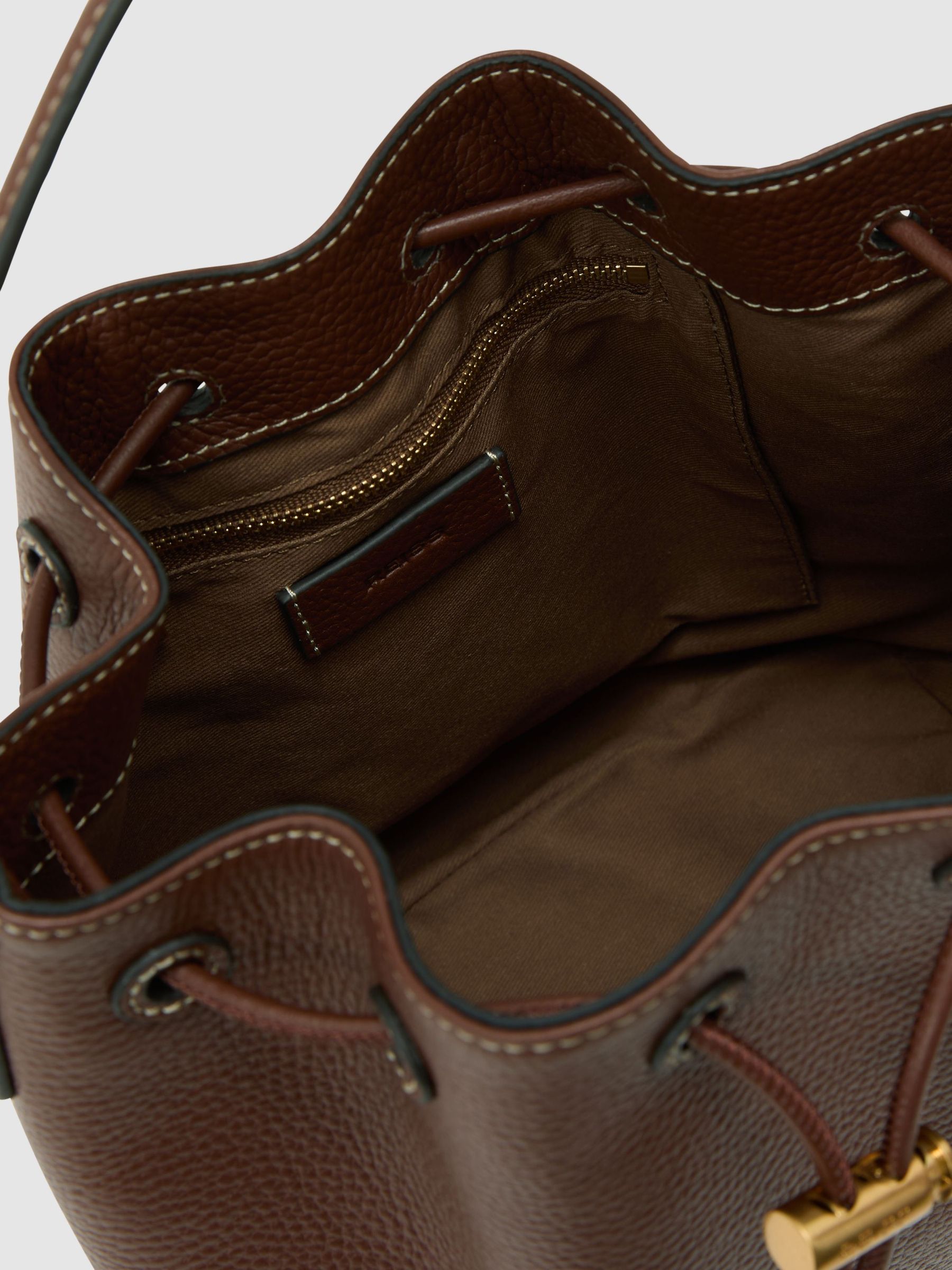 Grained-Leather Bucket Bag in Tan - image 2