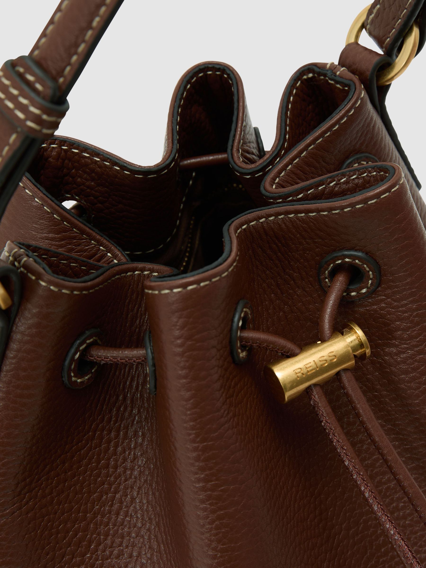 Grained-Leather Bucket Bag in Tan - image 1