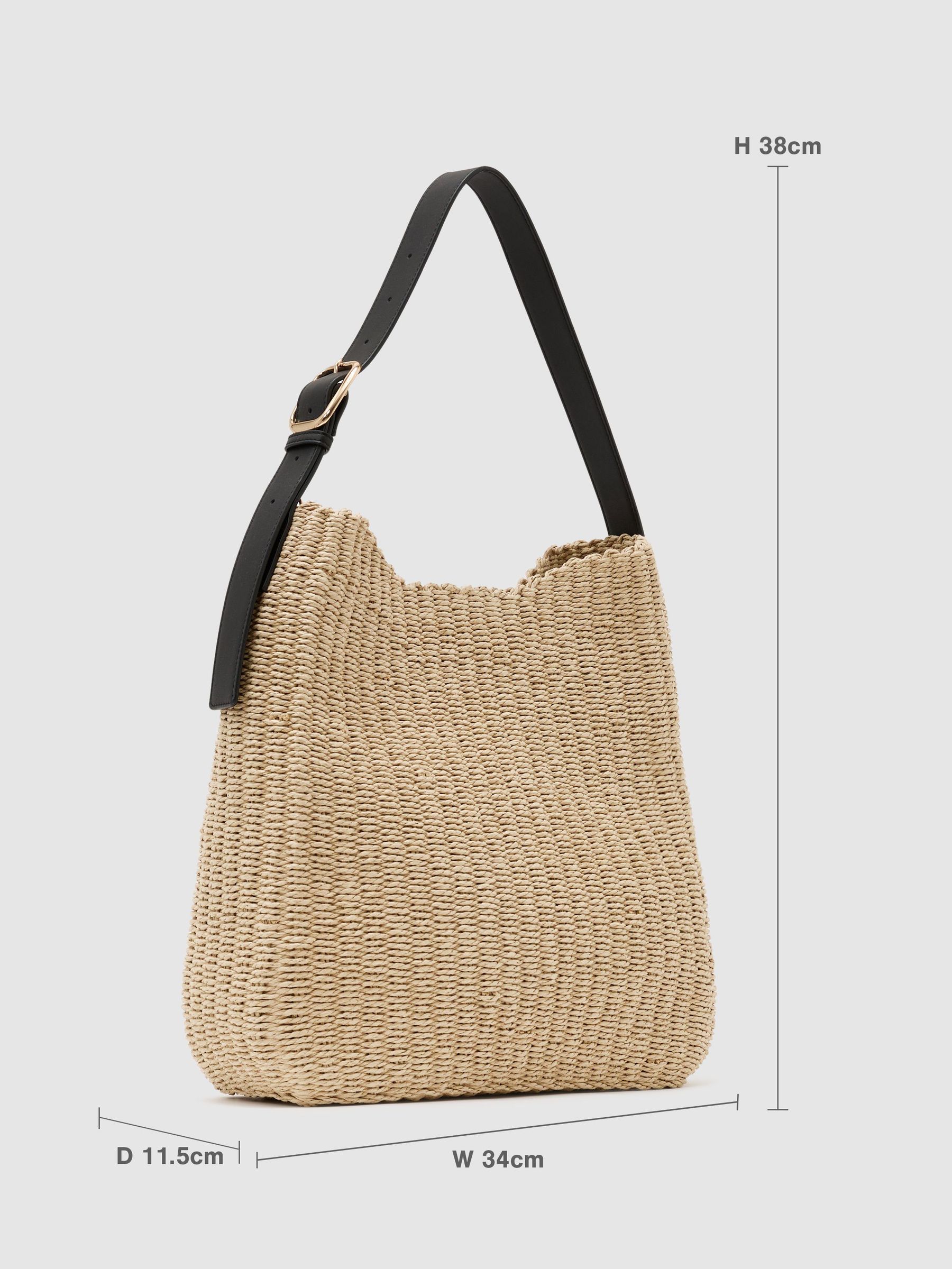 Raffia-Effect Shoulder Bag in Natural - image 5