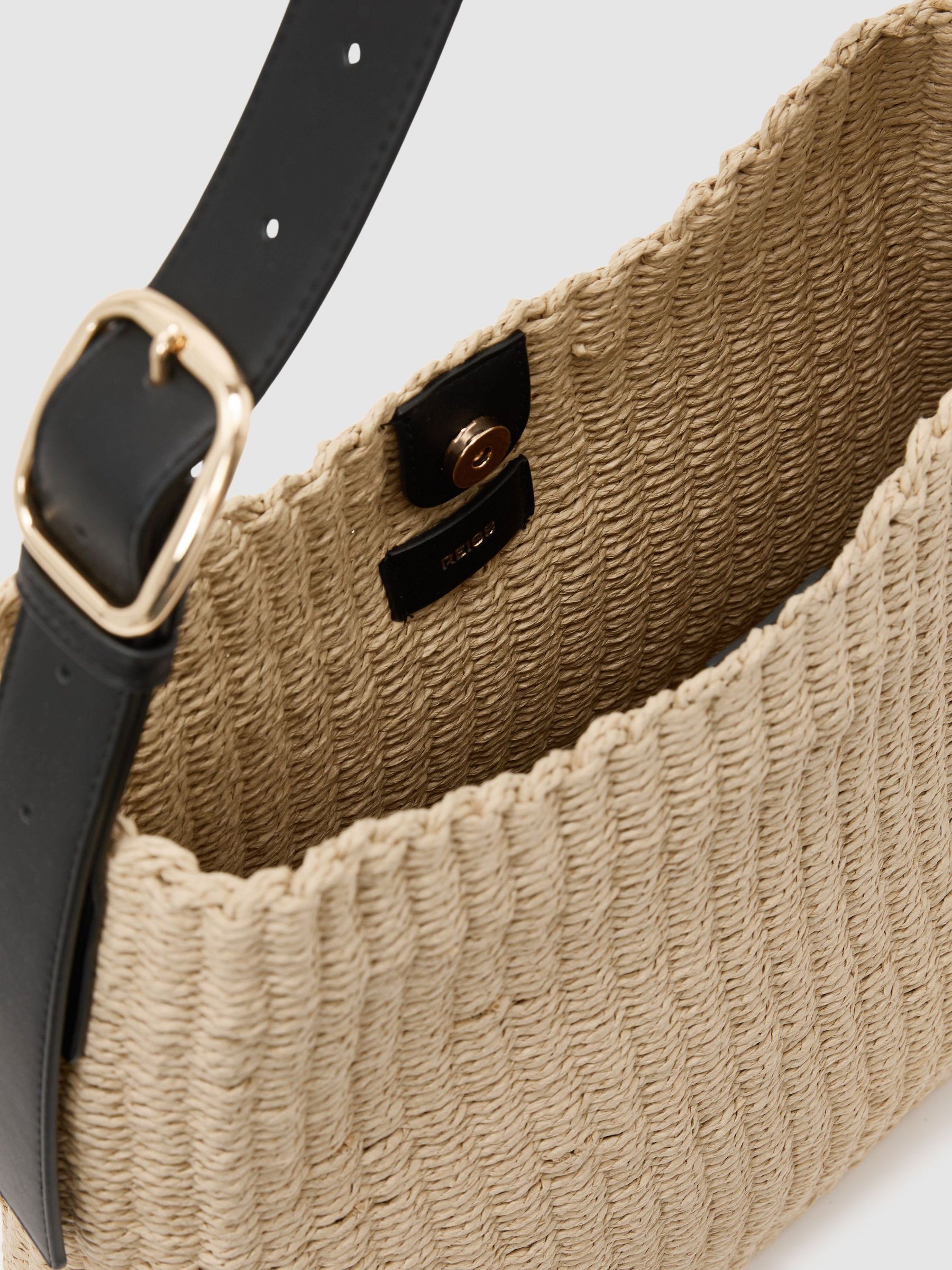 Raffia-Effect Shoulder Bag in Natural - image 4