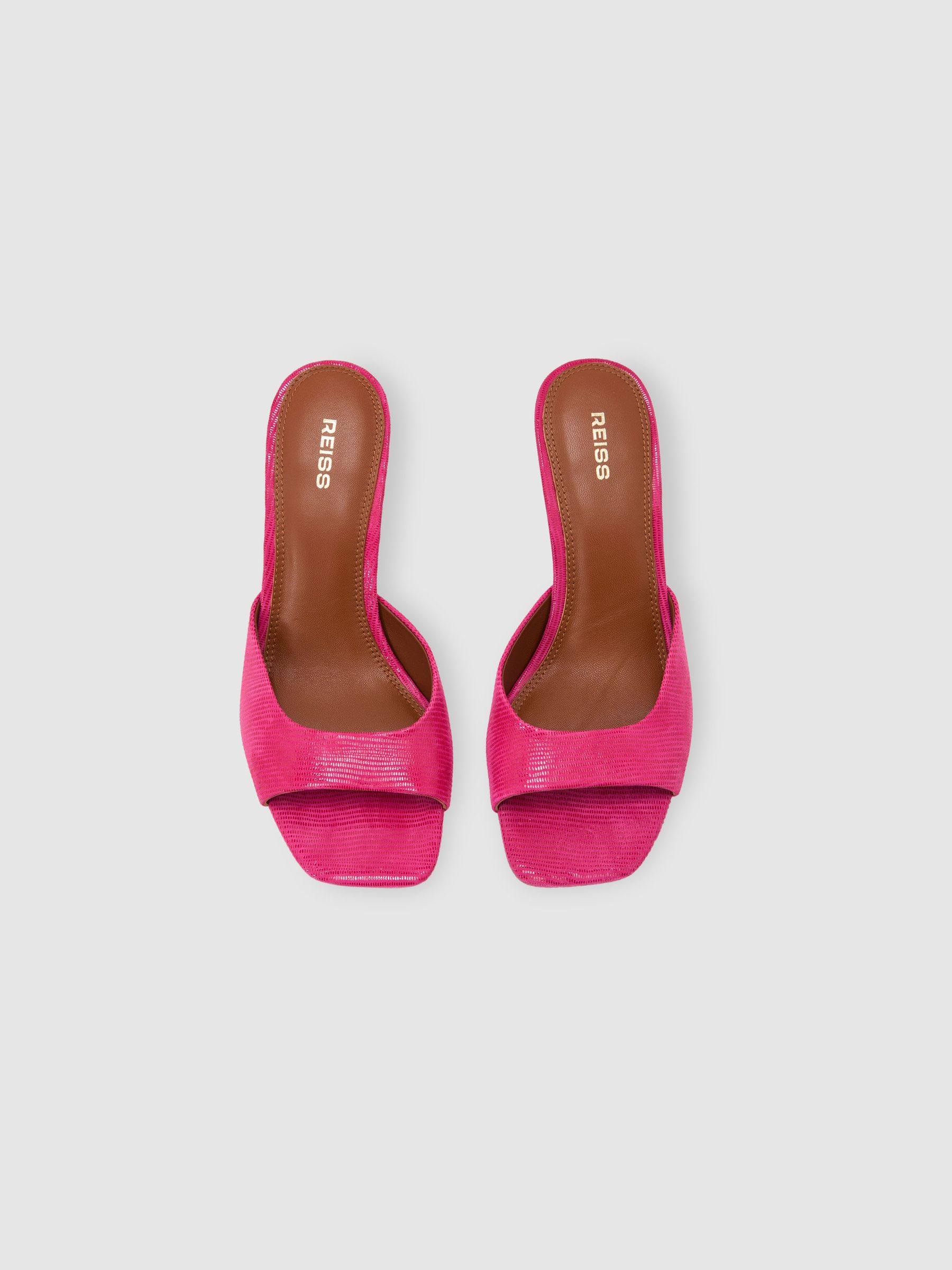 Textured Open-Toe Heeled Mules in Pink - image 4