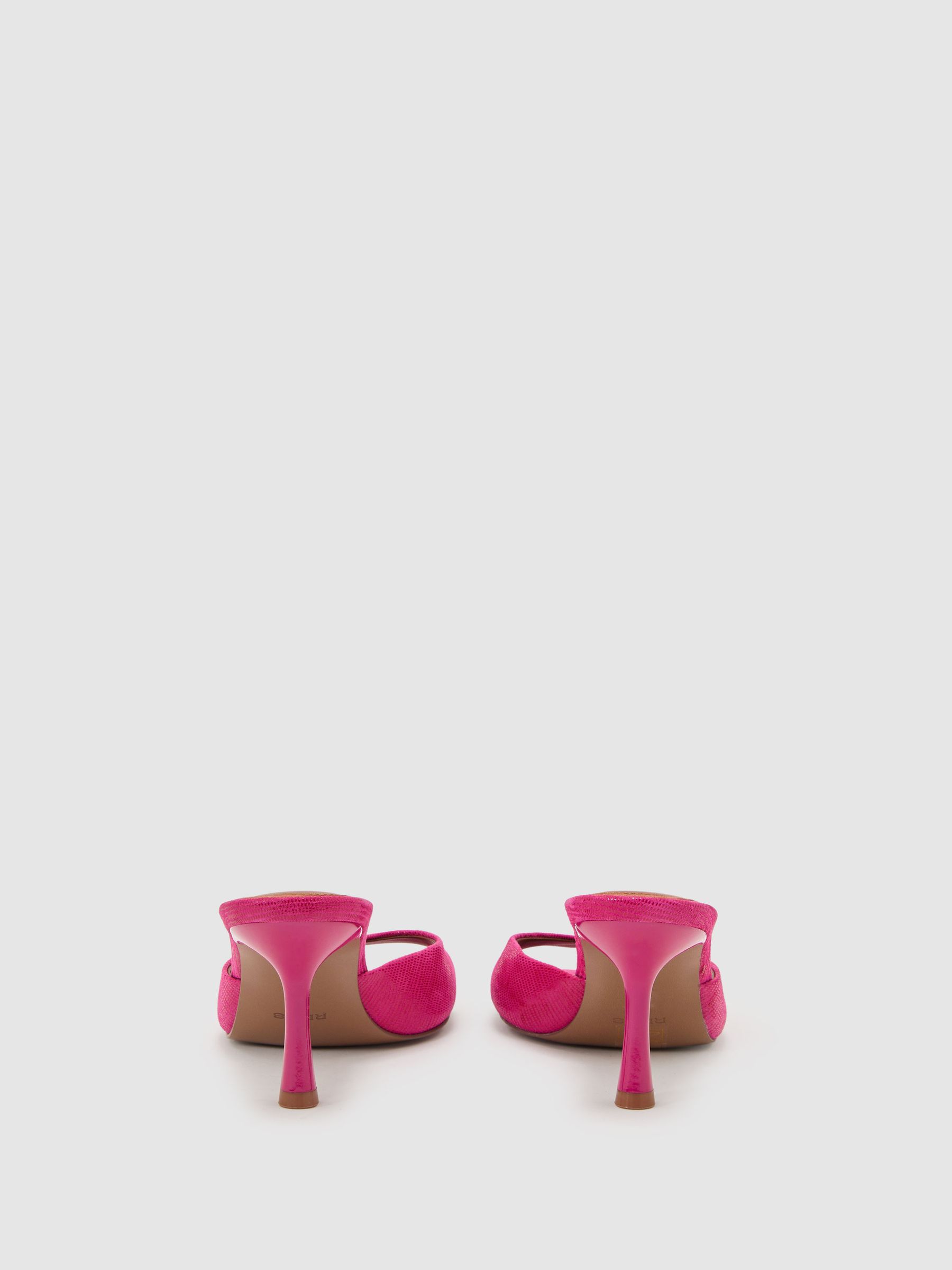 Textured Open-Toe Heeled Mules in Pink - image 3