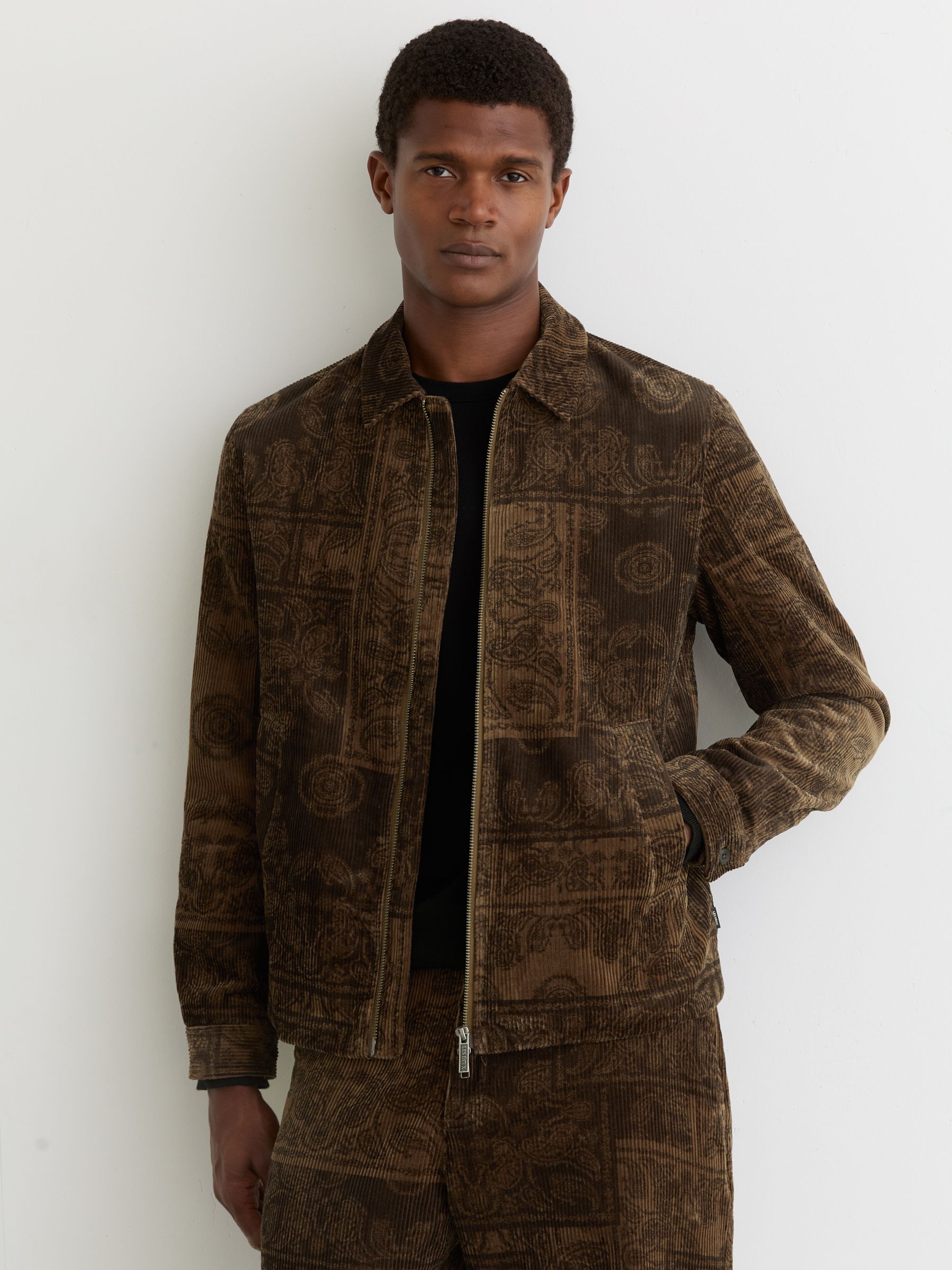 Paisley Corduroy Coach Jacket in Teak - Image 1 of 5