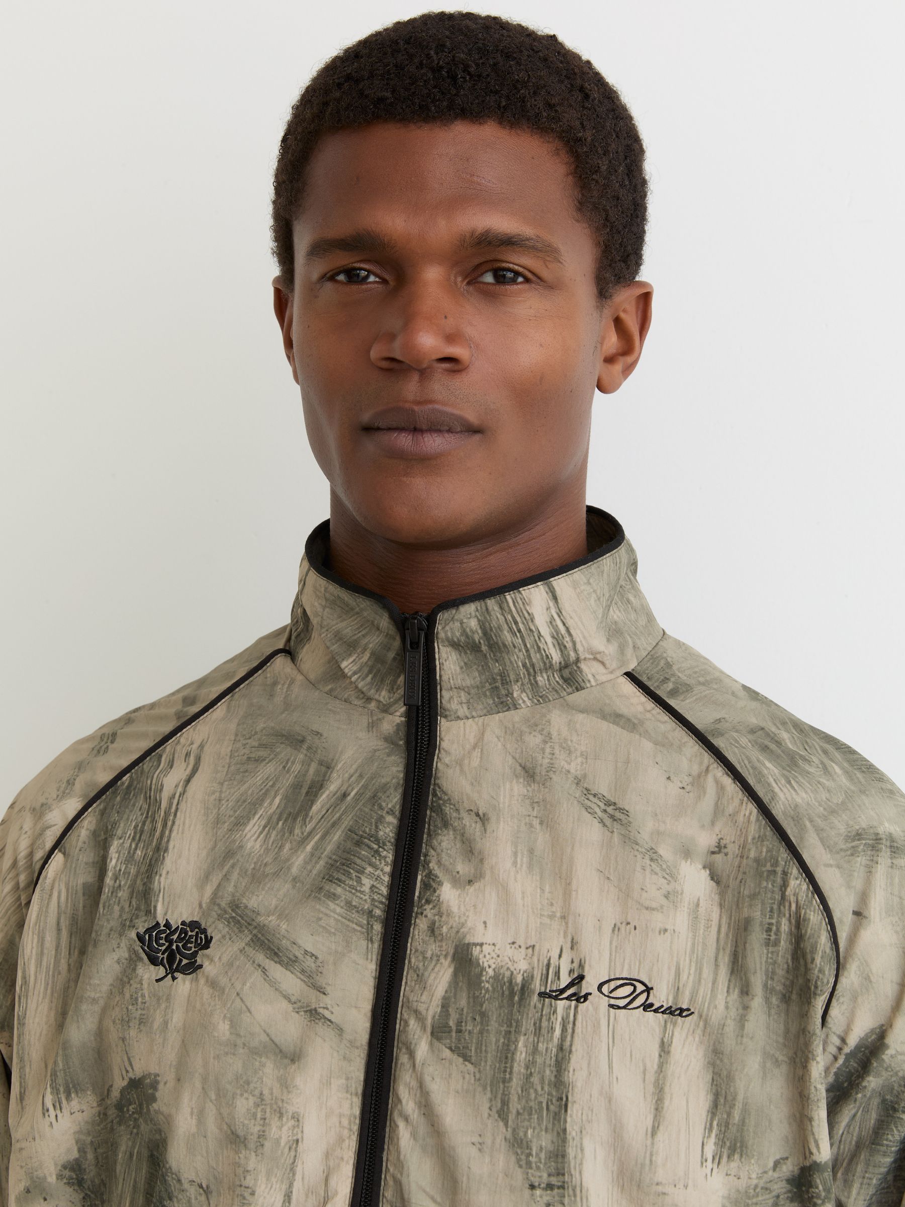 Abstract-Print Track Jacket in Dark Sand - Image 3 of 5