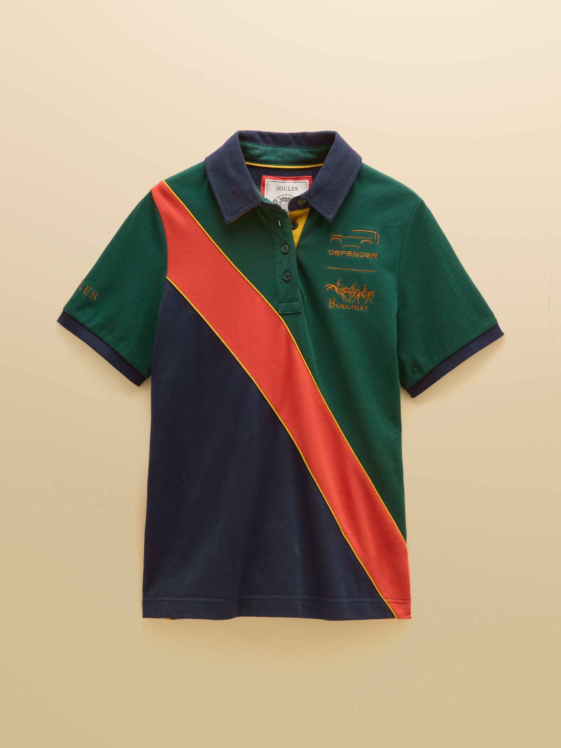 Official Burghley Green/Navy Classic Fit Cotton Pique Polo Shirt - Image 12 of 12