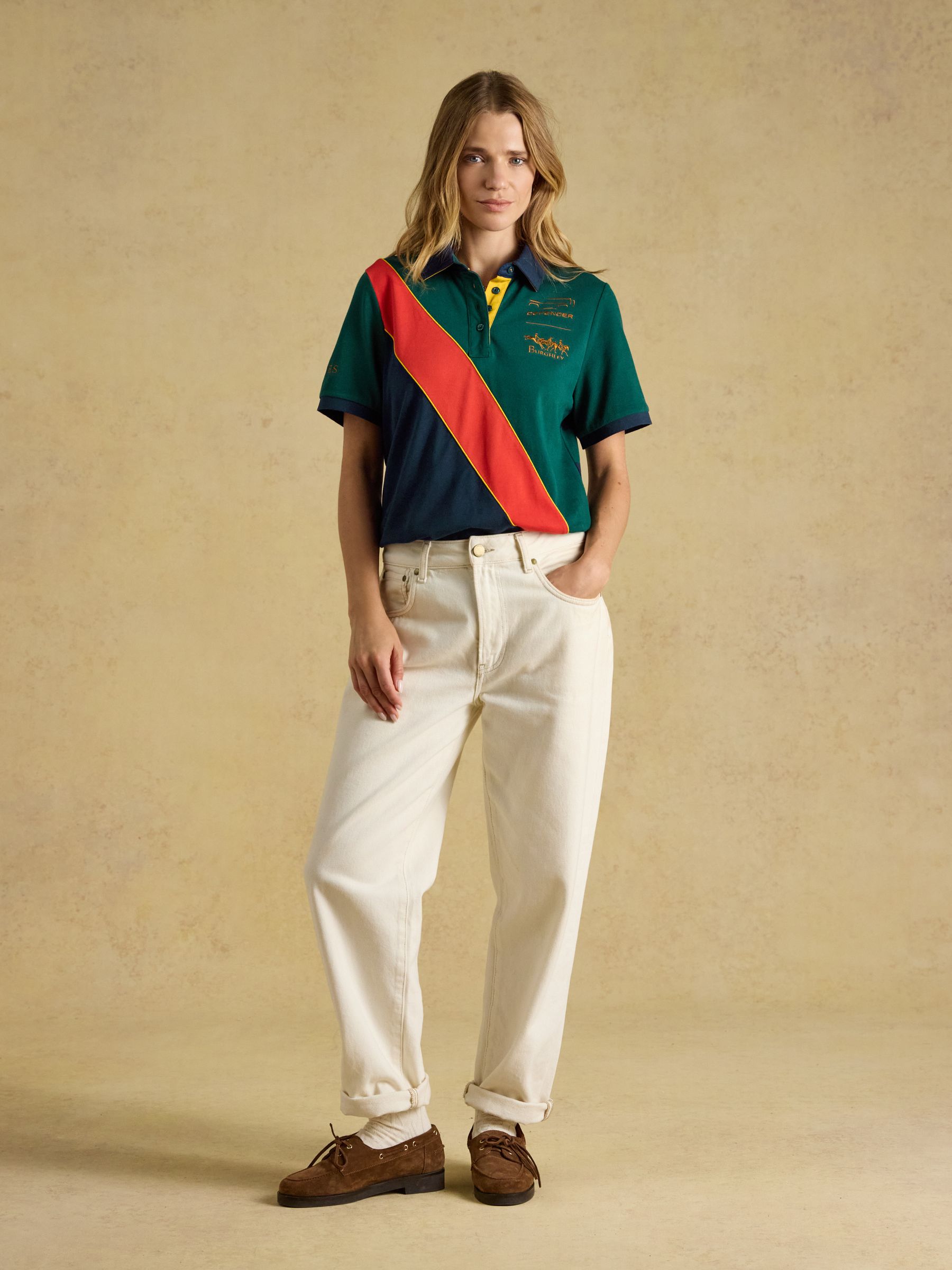 Official Burghley Green/Navy Classic Fit Cotton Pique Polo Shirt - Image 6 of 12