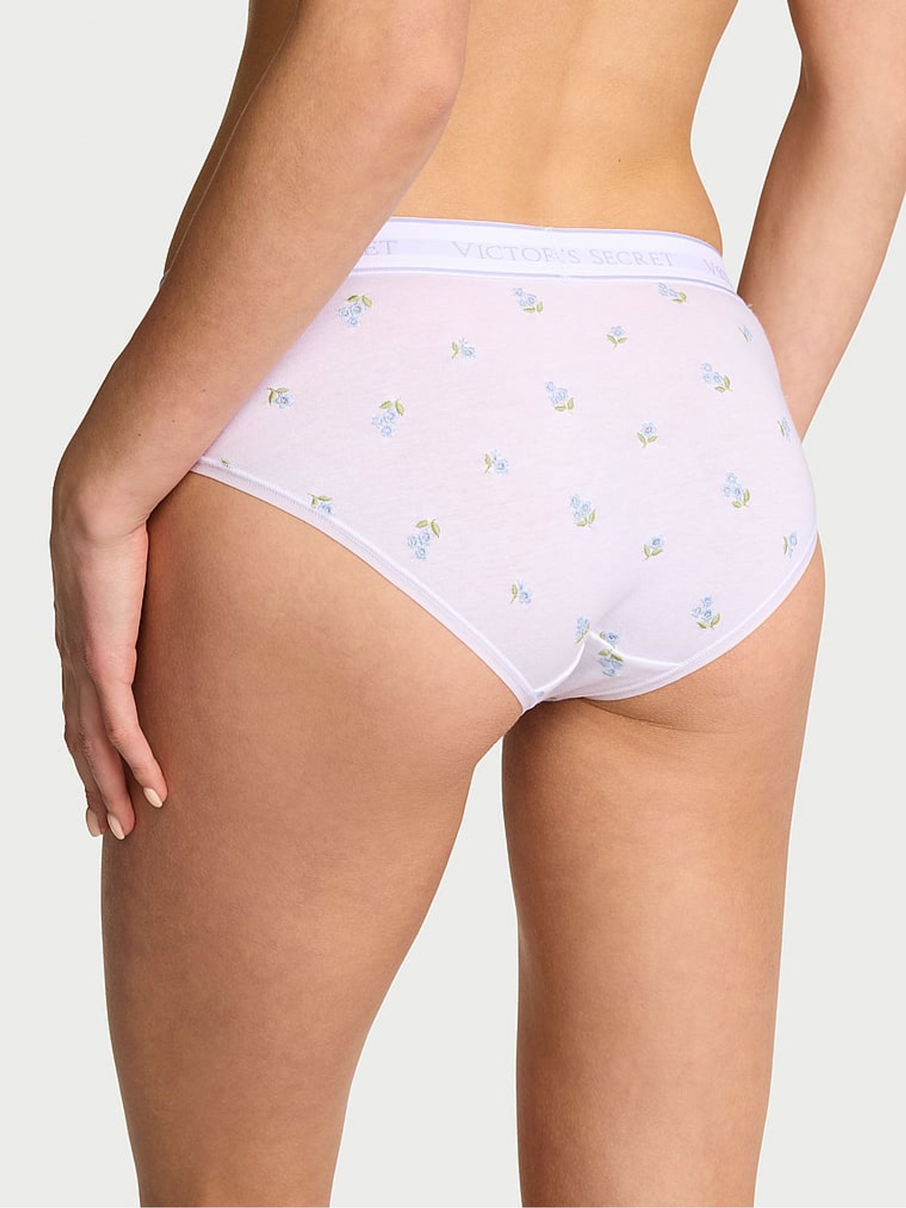 White Floral Hipster Cotton Logo Embroidered Knickers - Image 2 of 2