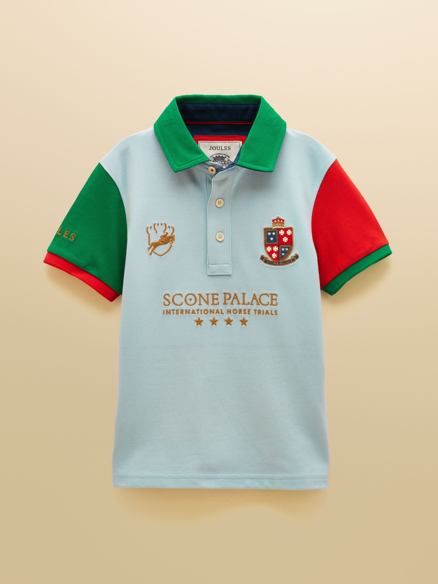 Official Scone Light Blue Denim Kids Cotton Pique Polo Shirt - Image 1 of 5 Official Scone Light Blue Denim Kids Cotton Pique Polo Shirt - Image 1 of 5