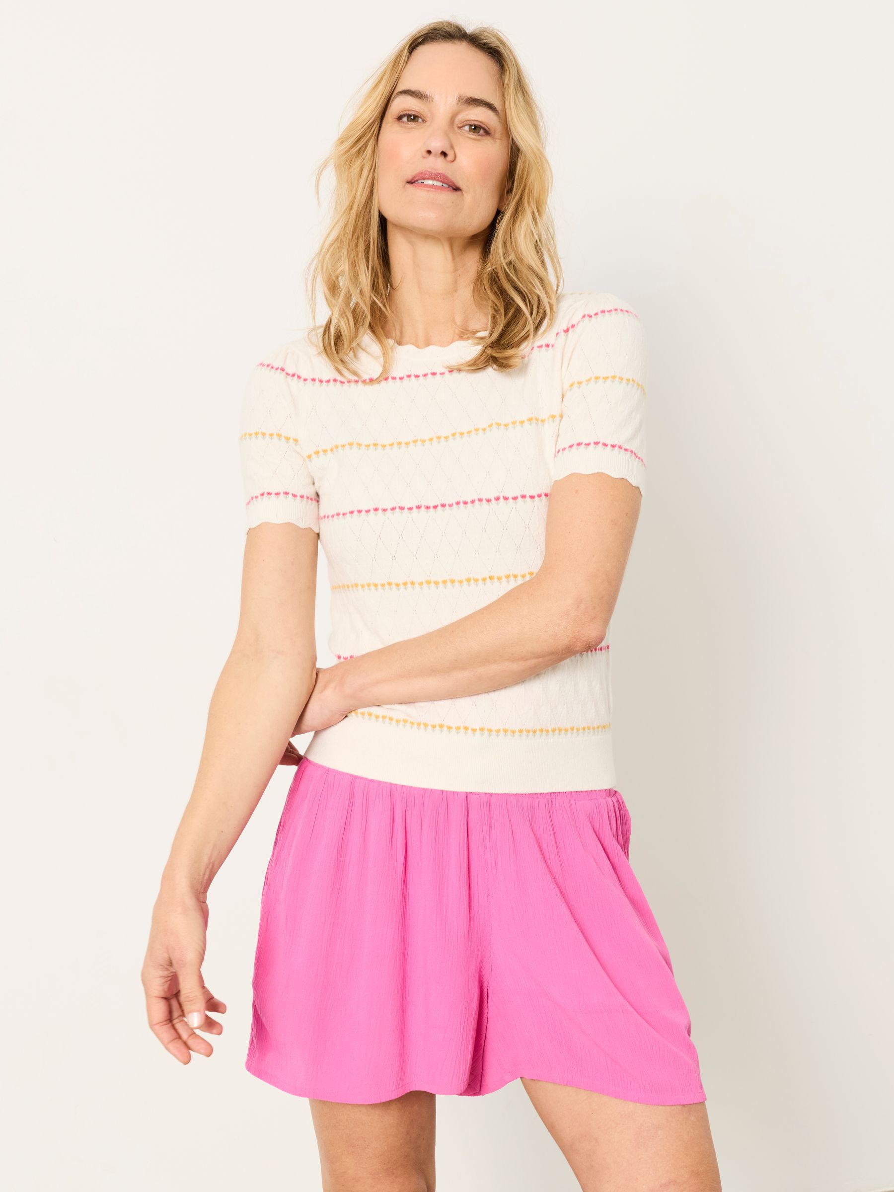 Fleur Ivory Stripe Knitted T-Shirt - Image 2 of 5 Fleur Ivory Stripe Knitted T-Shirt - Image 2 of 5
