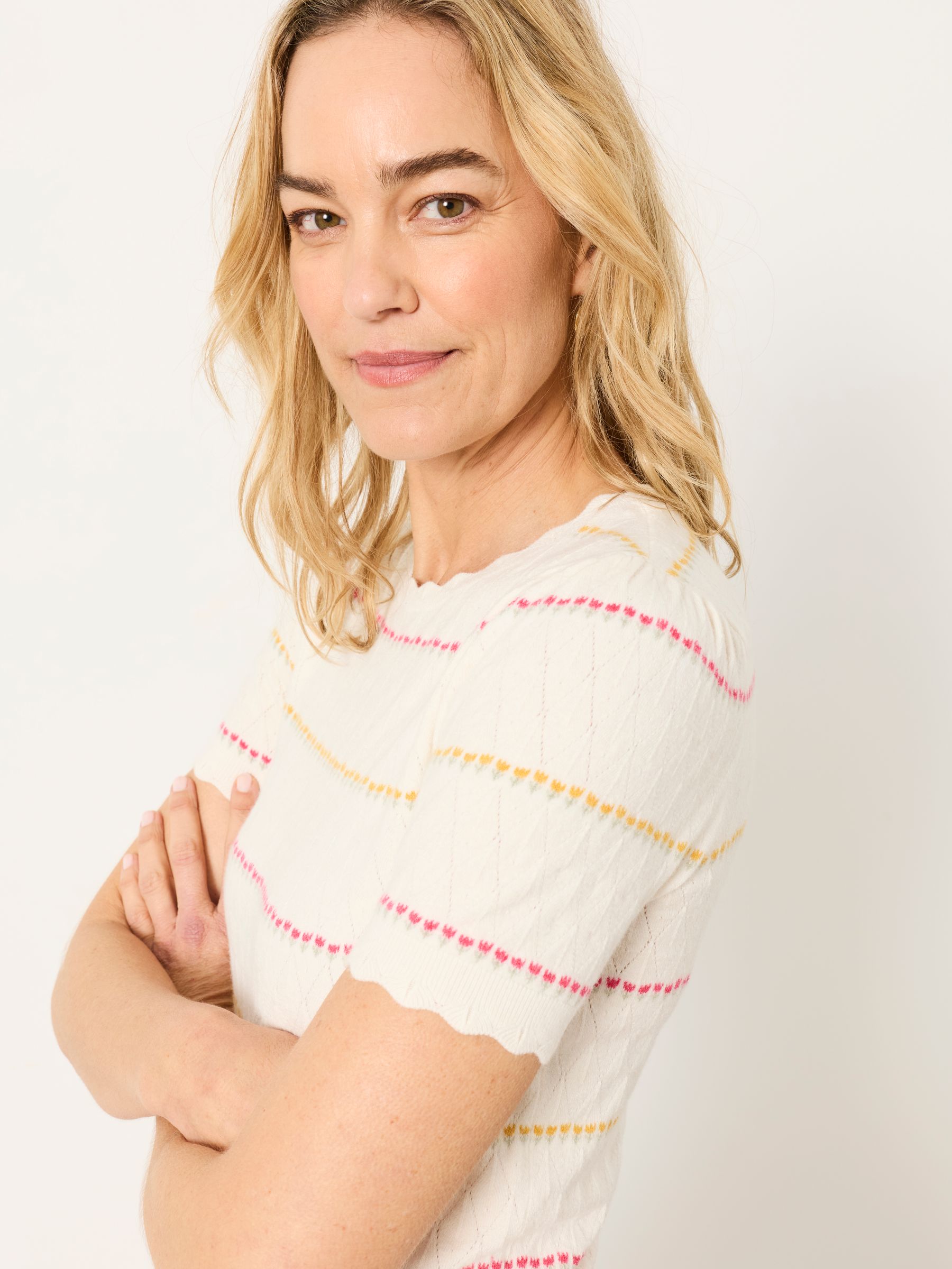 Fleur Ivory Stripe Knitted T-Shirt - Image 3 of 5