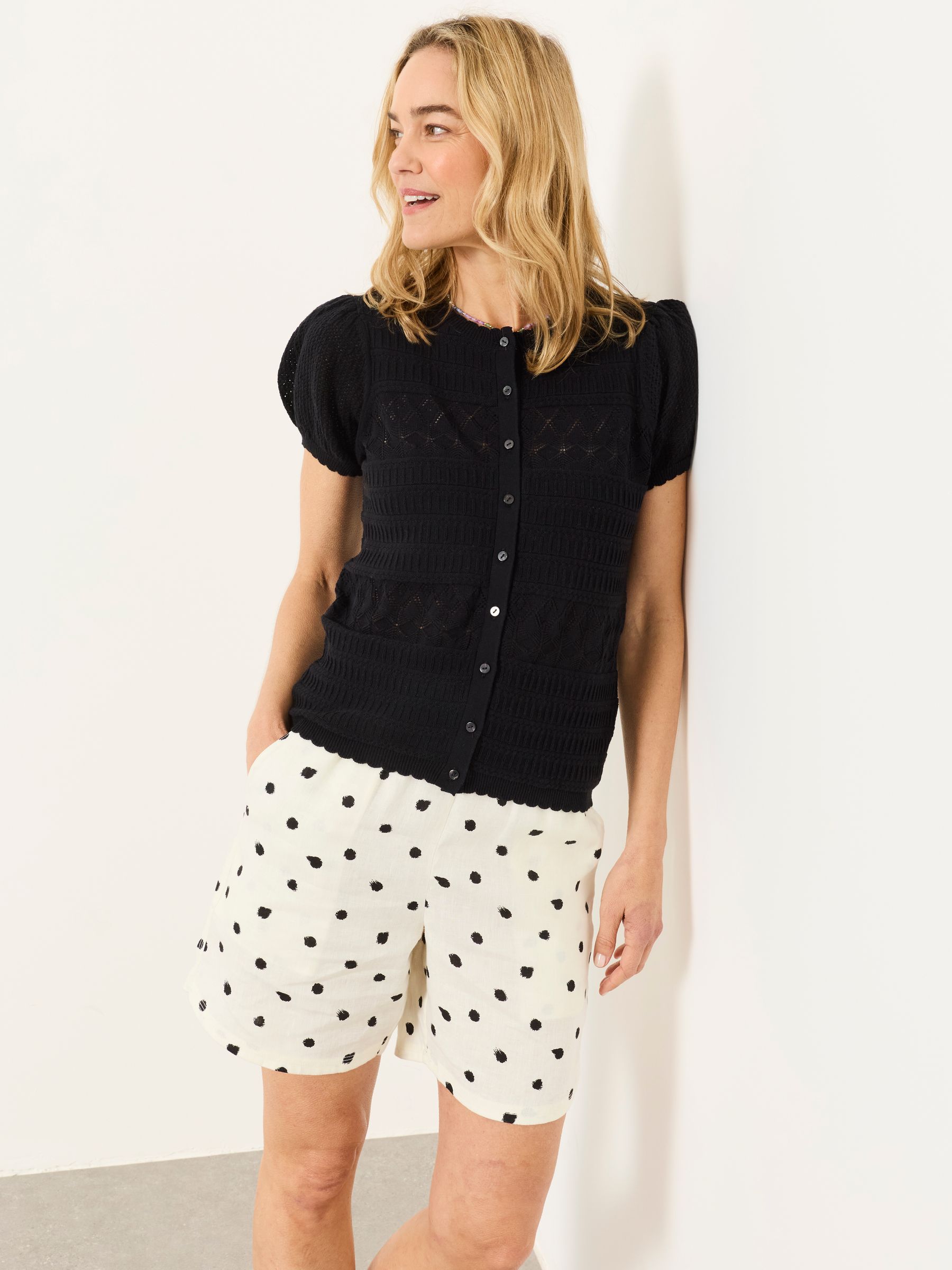 Black Poppy Knitted Pointelle Top - Image 1 of 5