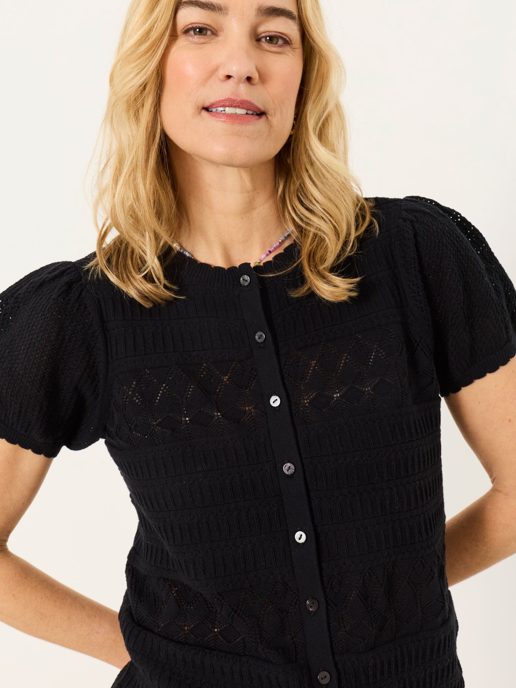 Black Poppy Knitted Pointelle Top - Image 2 of 5