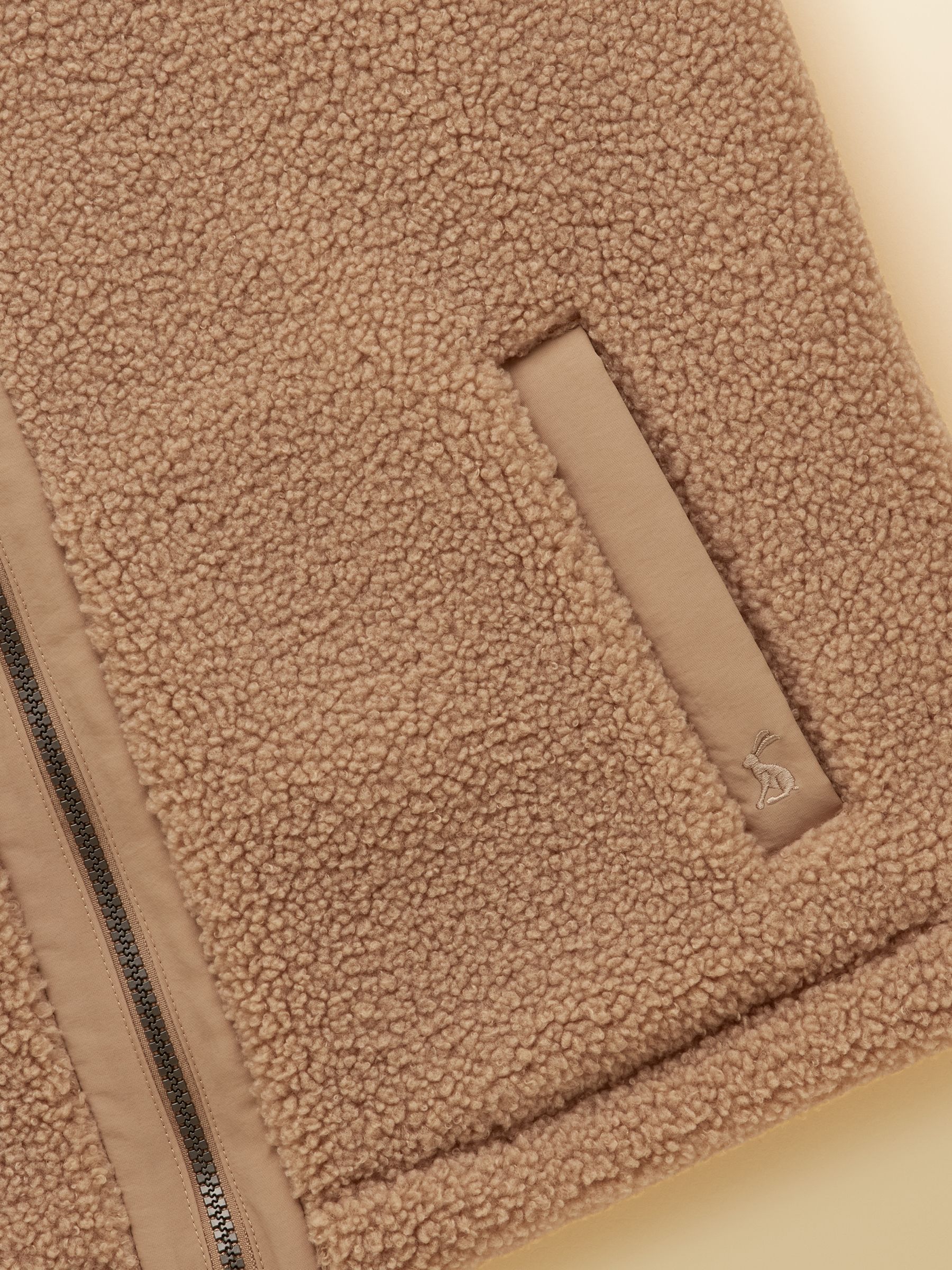 Tan Brown Borg Zip Through Fleece Gilet - Image 3 of 4