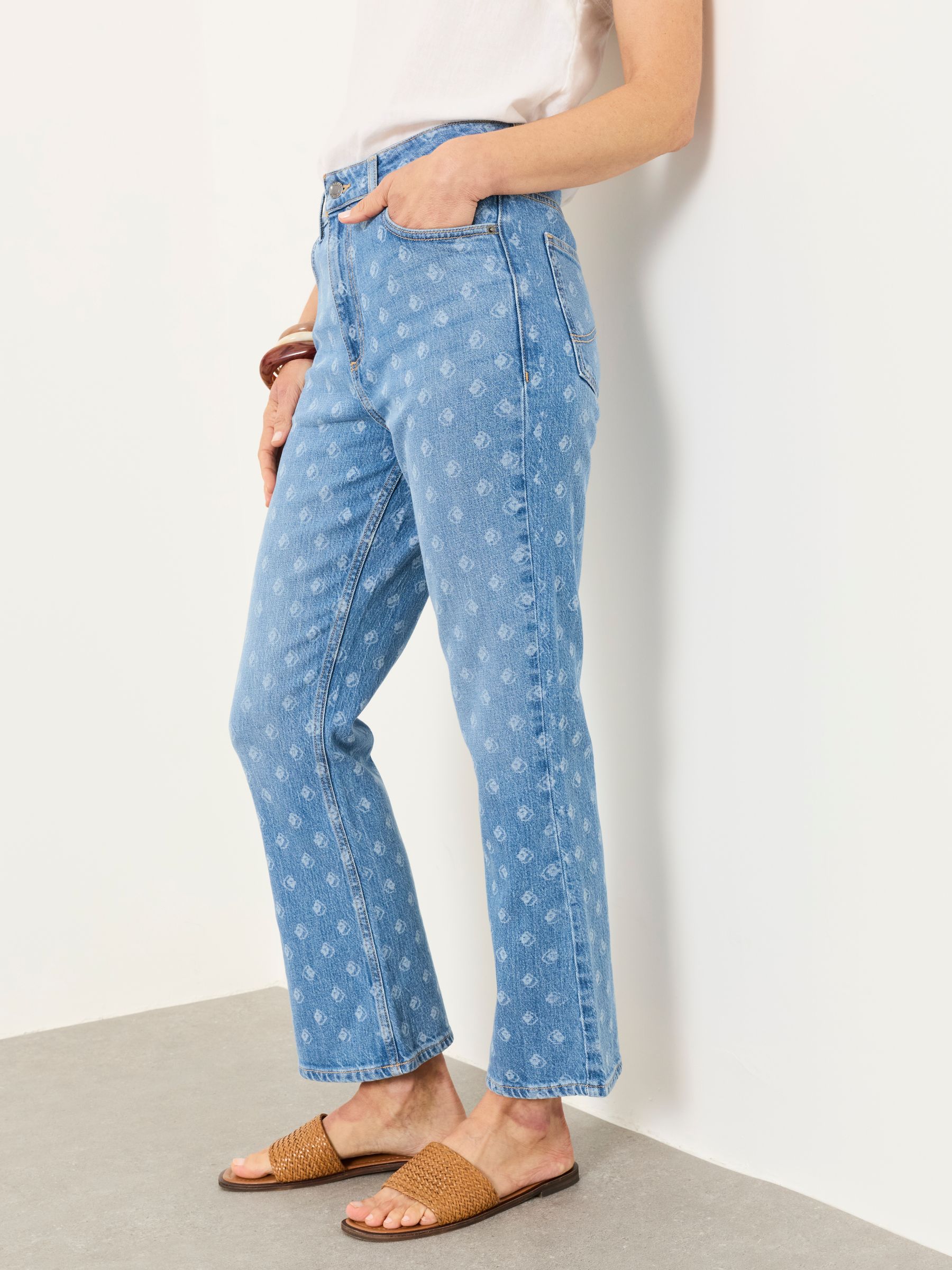 Blue Denim Kick Flare Blue Denim Straight Crop Jeans - Image 1 of 7