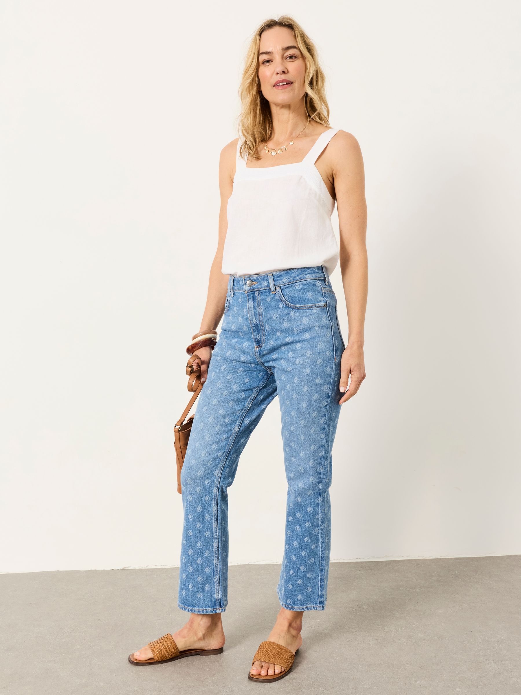 Blue Denim Kick Flare Blue Denim Straight Crop Jeans - Image 2 of 7 Blue Denim Kick Flare Blue Denim Straight Crop Jeans - Image 2 of 7