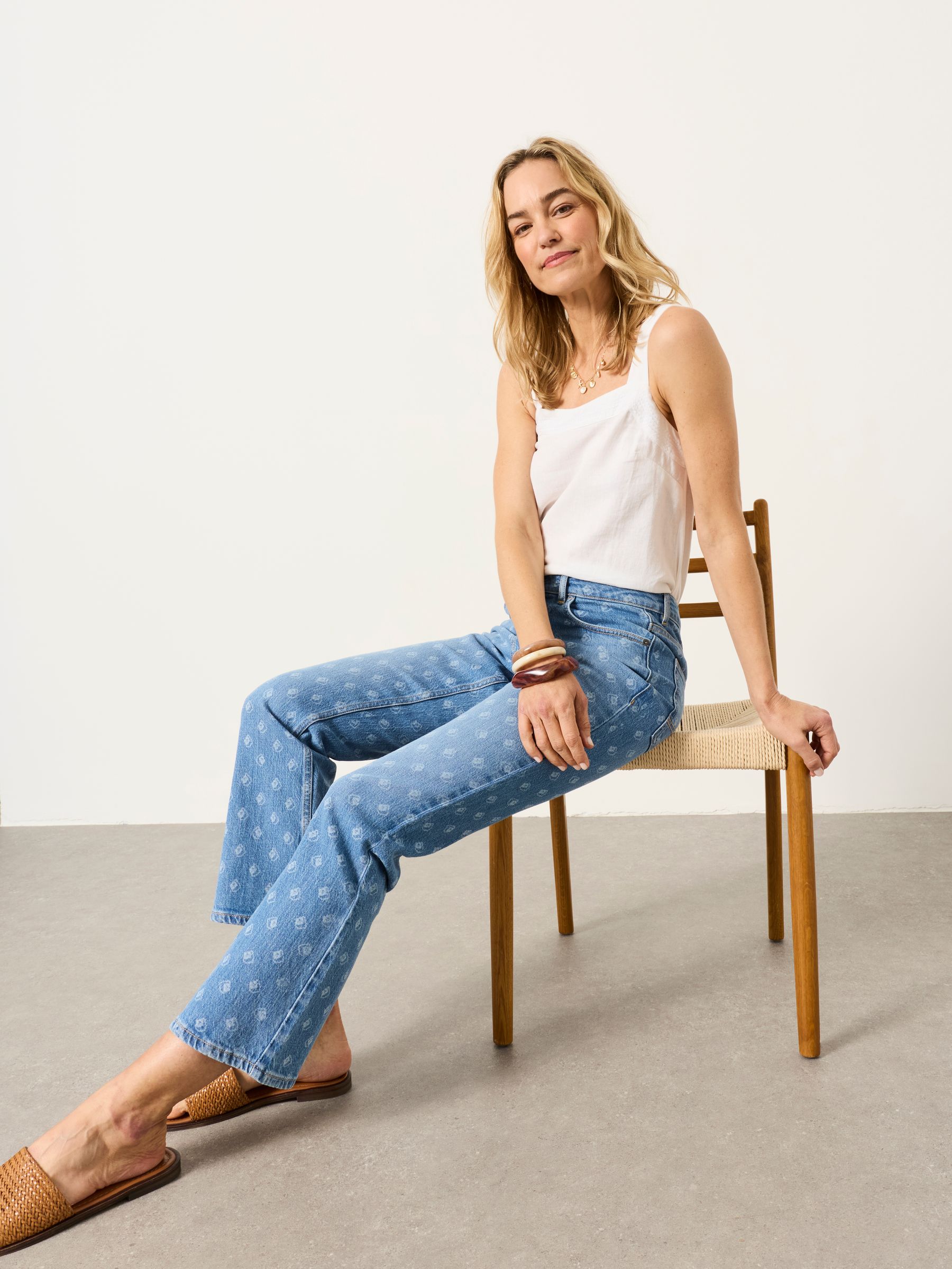 Blue Denim Kick Flare Blue Denim Straight Crop Jeans - Image 5 of 7
