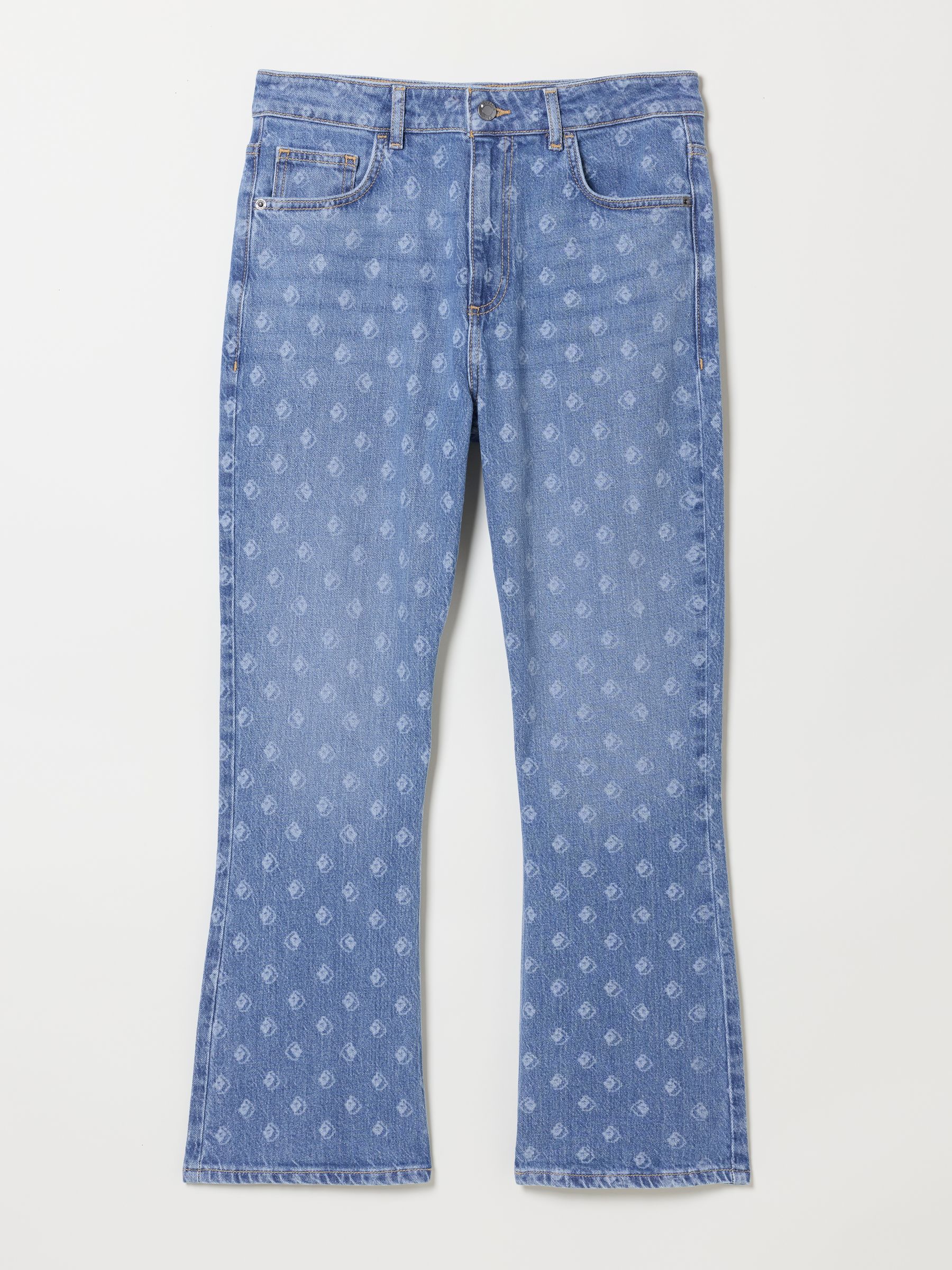Blue Denim Kick Flare Blue Denim Straight Crop Jeans - Image 7 of 7 Blue Denim Kick Flare Blue Denim Straight Crop Jeans - Image 7 of 7