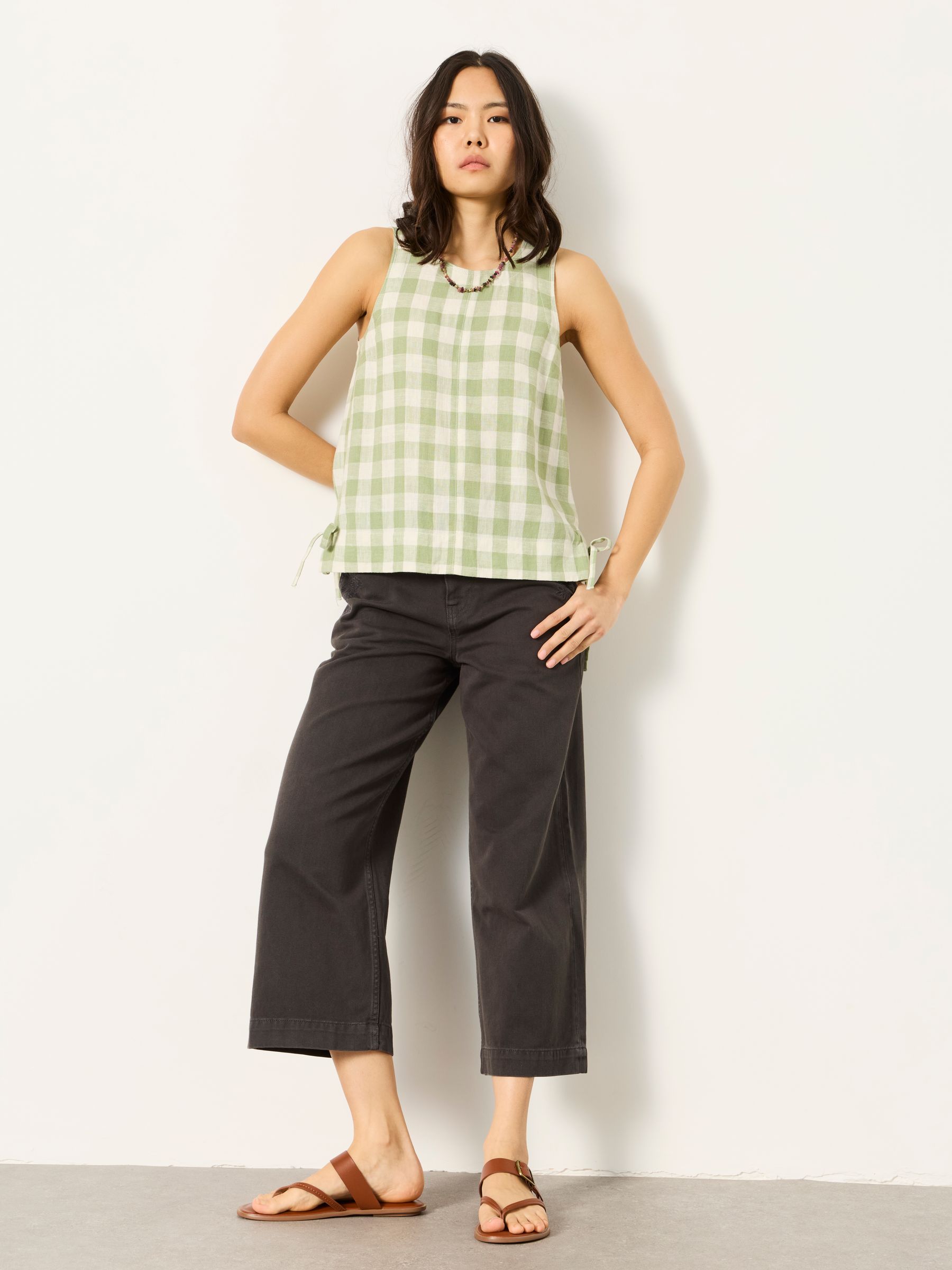 Hove Grey Embroidered Wide Leg Crop Trouser - Image 3 of 5