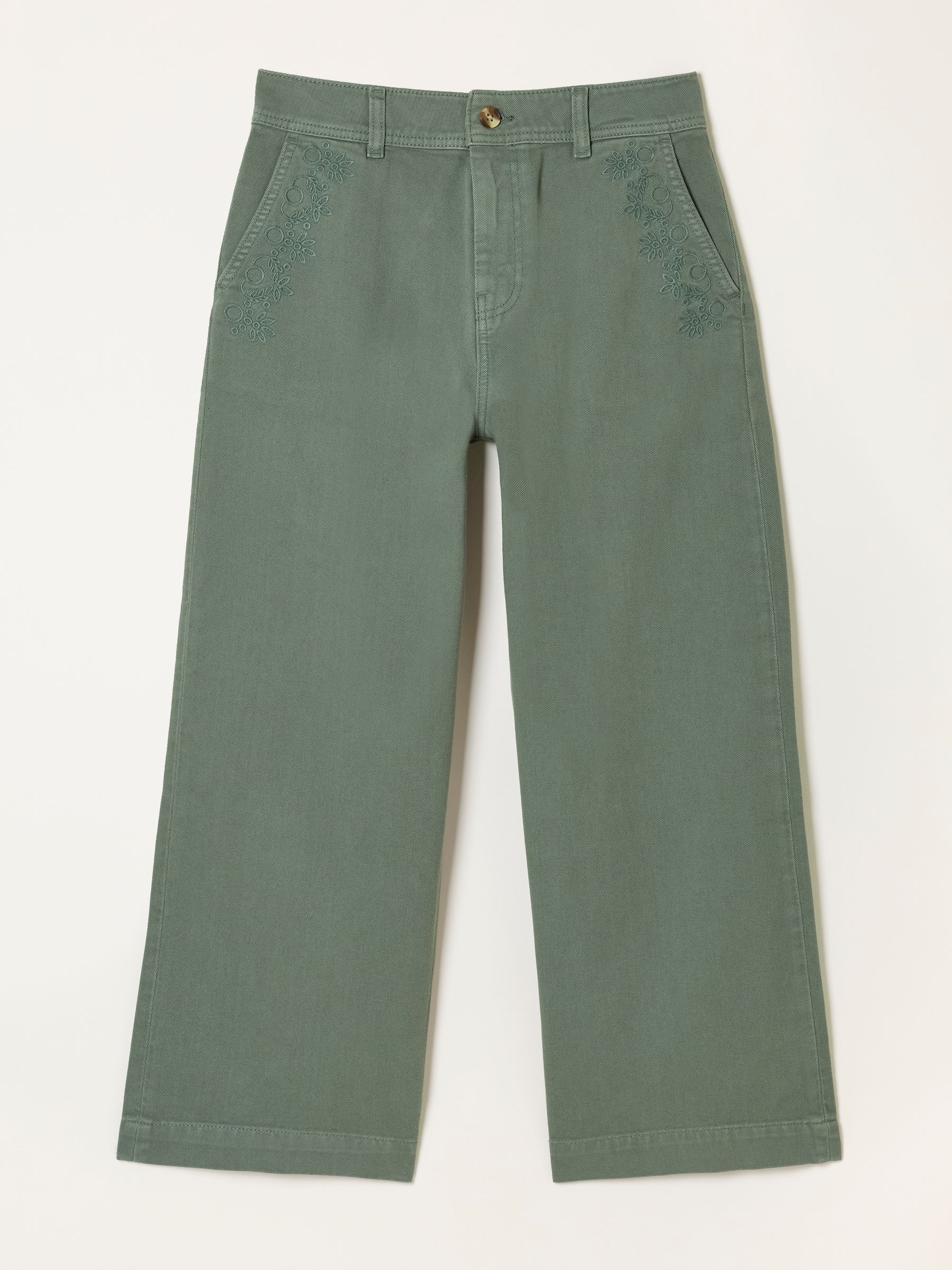 Hove Green Embroidered Wide Leg Crop Trouser - Image 6 of 6