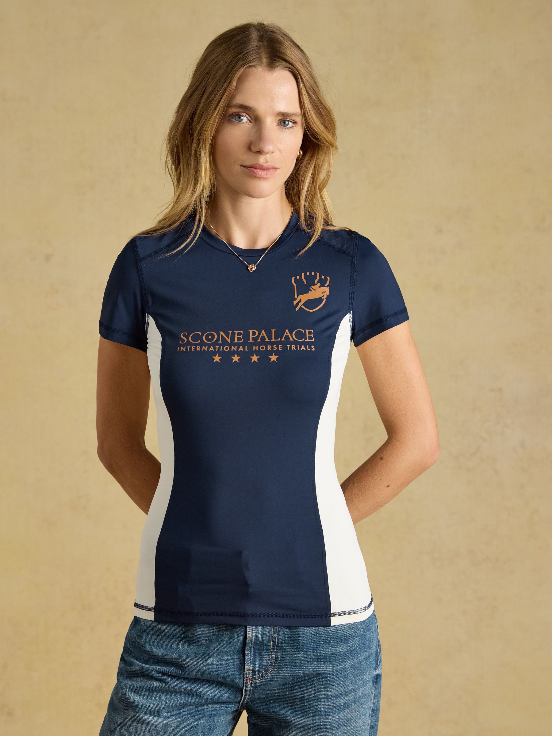 Official Scone Navy Short Sleeve Active Top - Image 1 of 7