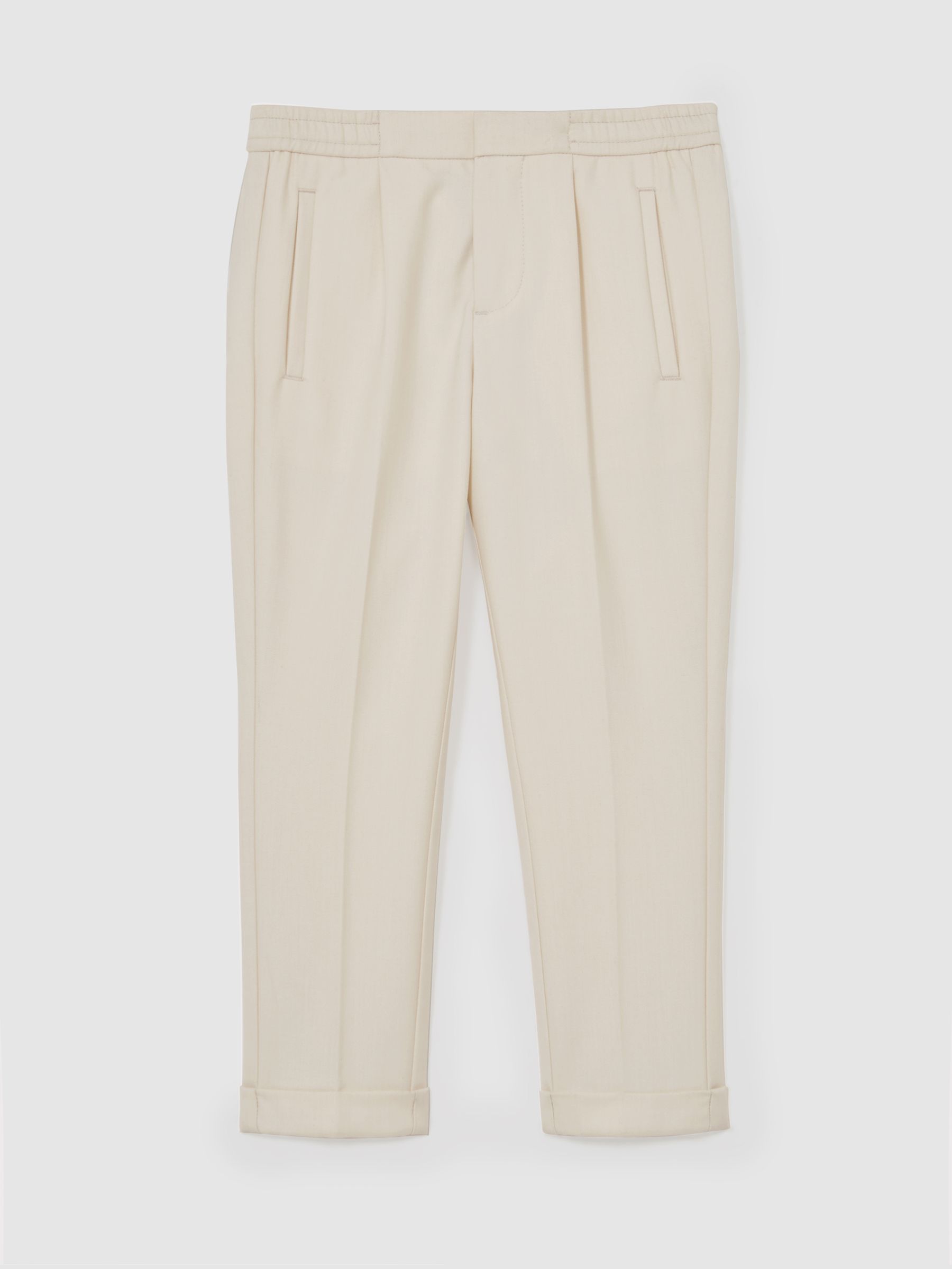 Slim-Fit Pleated Trousers in Off White - Image 2 of 4