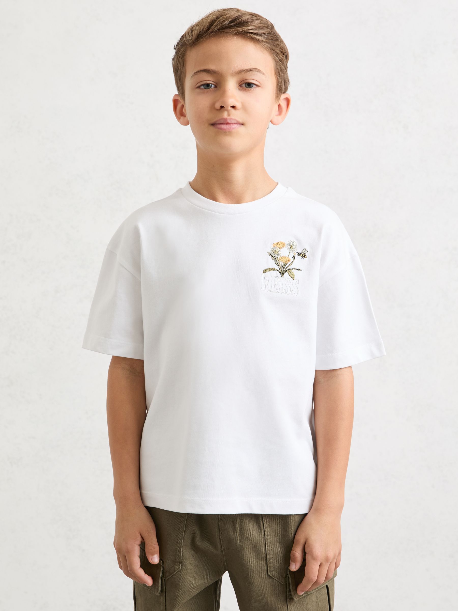 3-9 yrs Cotton Dandelion Logo T-Shirt in White - Image 1 of 4