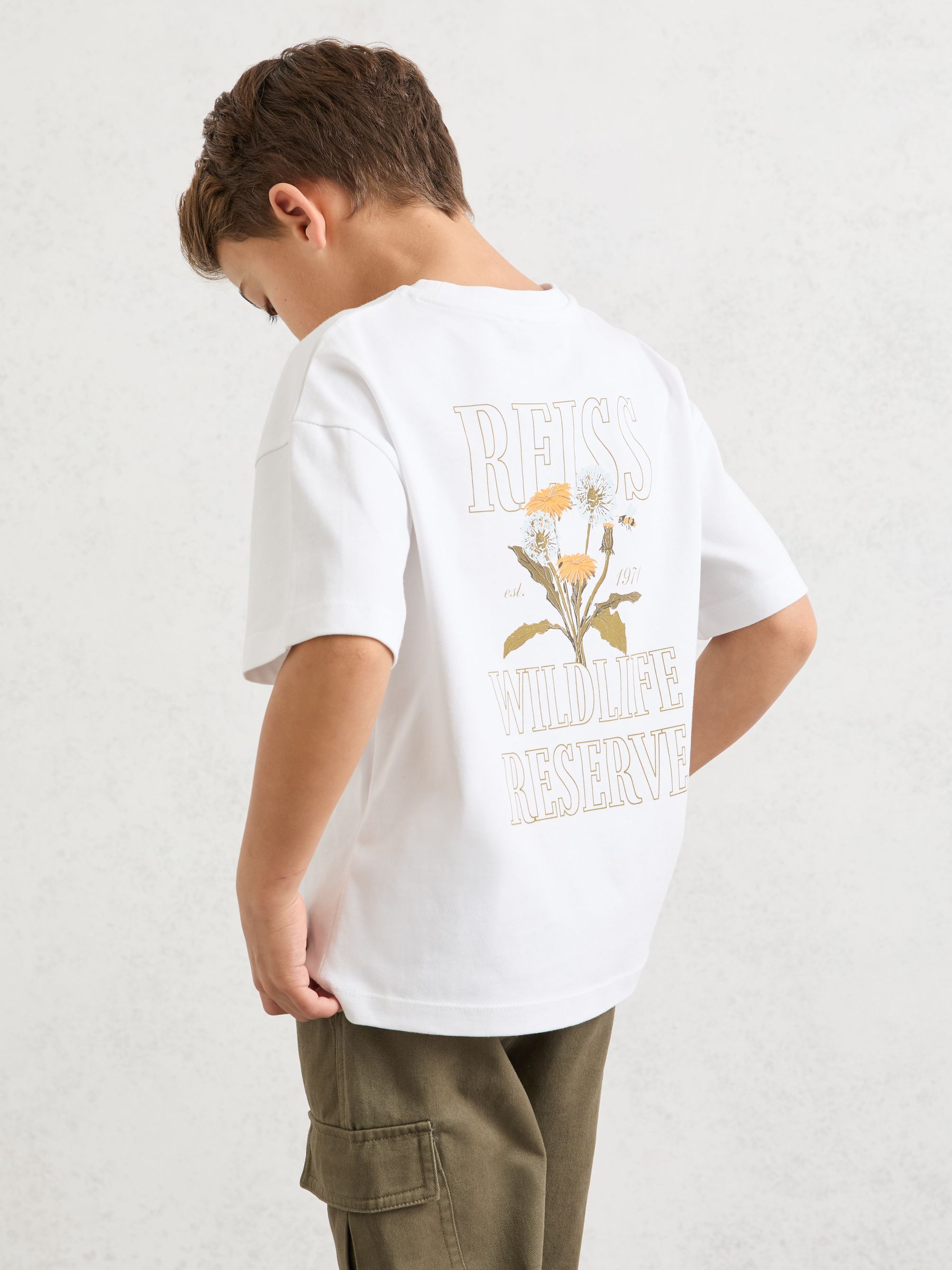 3-9 yrs Cotton Dandelion Logo T-Shirt in White - Image 3 of 4