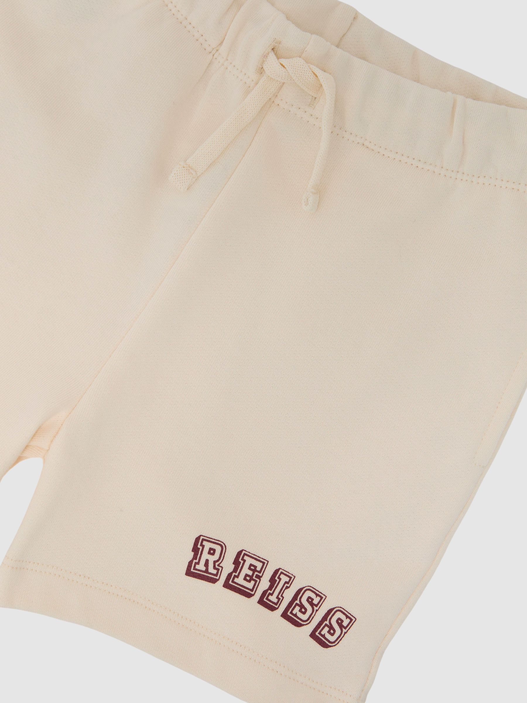 9-13 yrs Cotton Logo Drawstring Shorts in Off White/Brick - Image 1 of 4