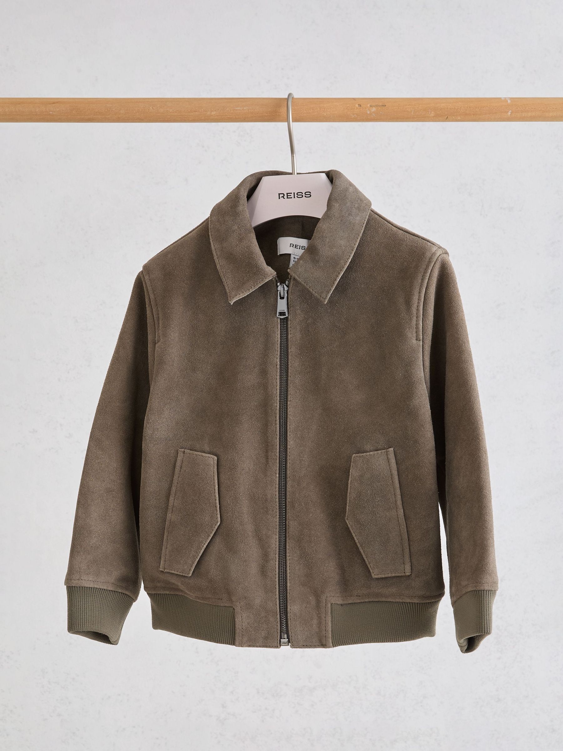 13-14 yrs Suede Zip-Through Jacket in Green - Image 2 of 3