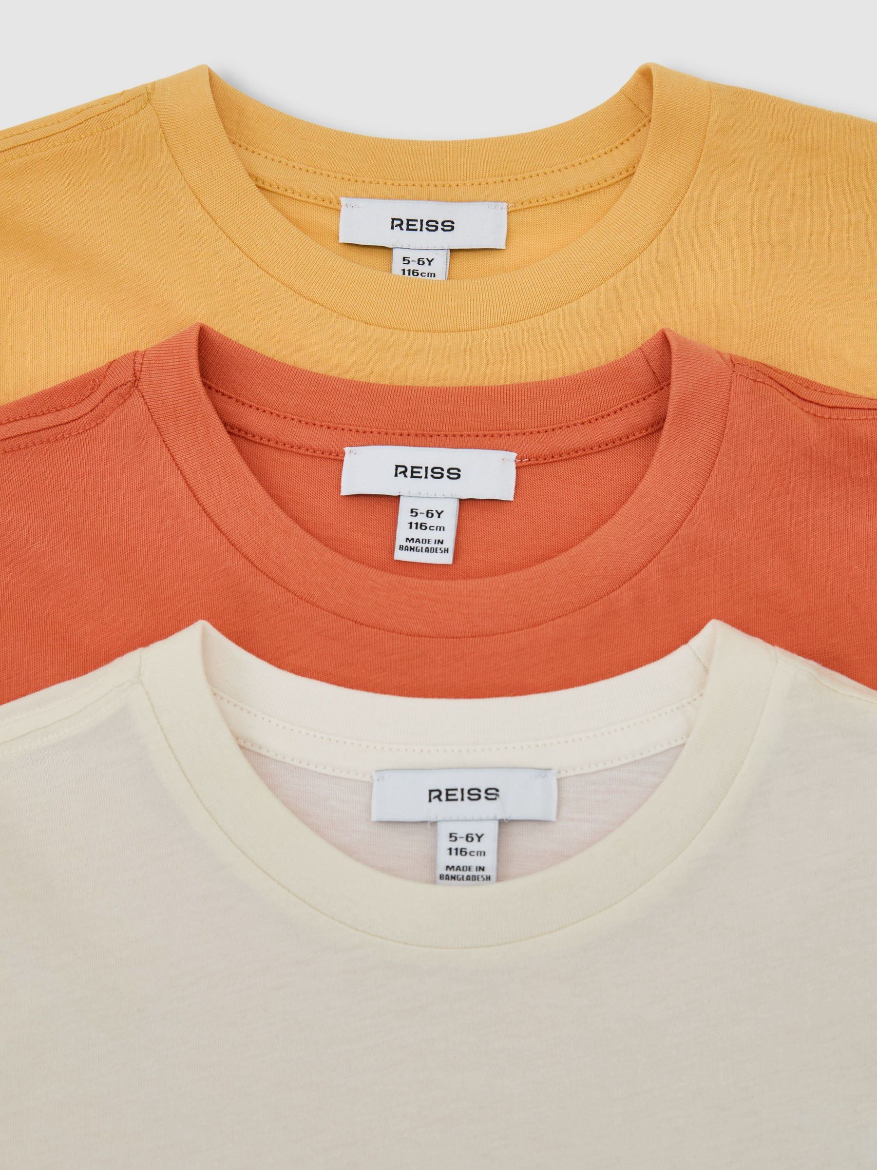 3 Pack T-Shirts in Yellow/Orange/Off White - Image 3 of 3