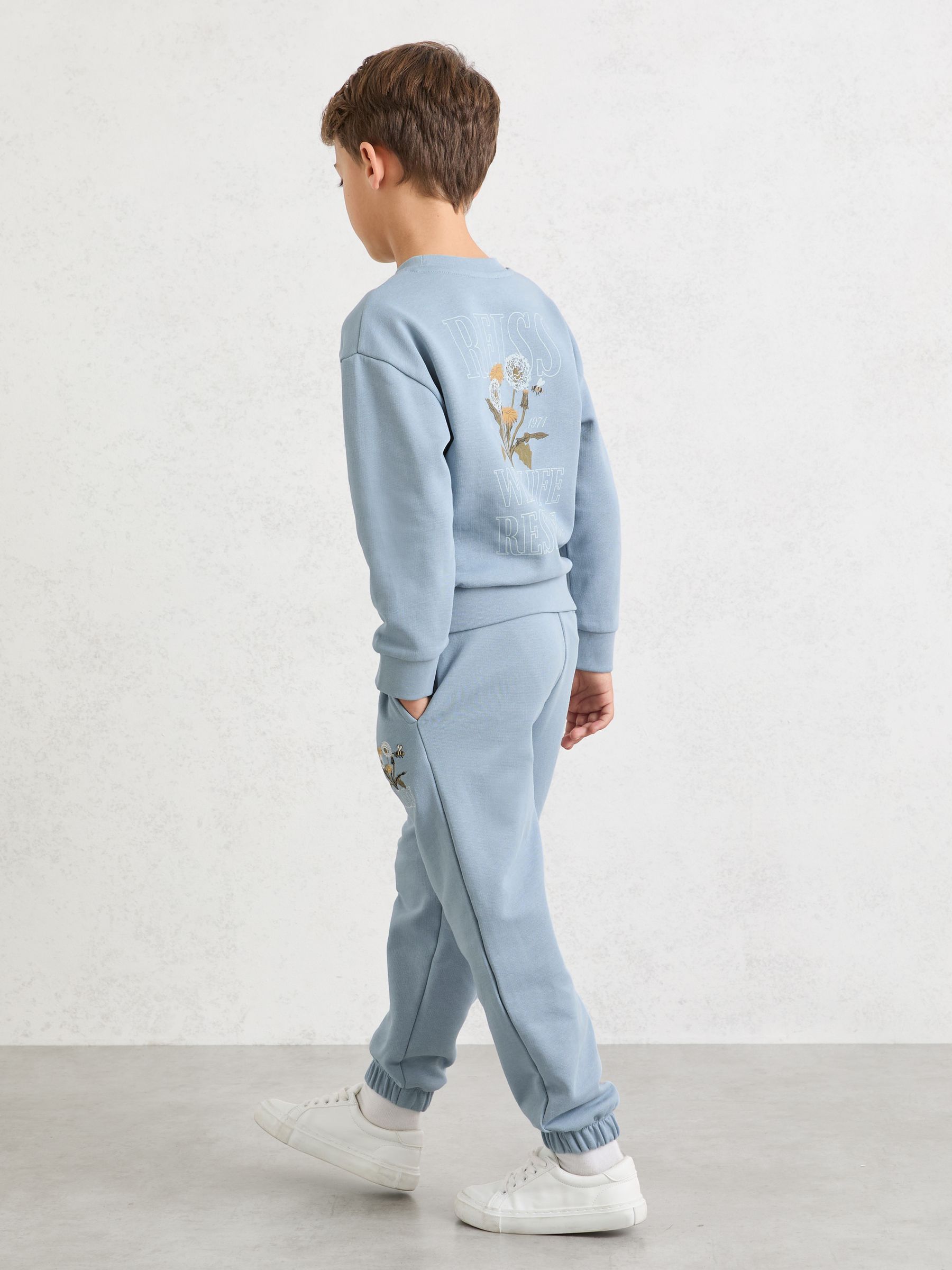 9-13 yrs Cotton Dandelion Logo Sweatshirt in Pale Blue - Image 1 of 4