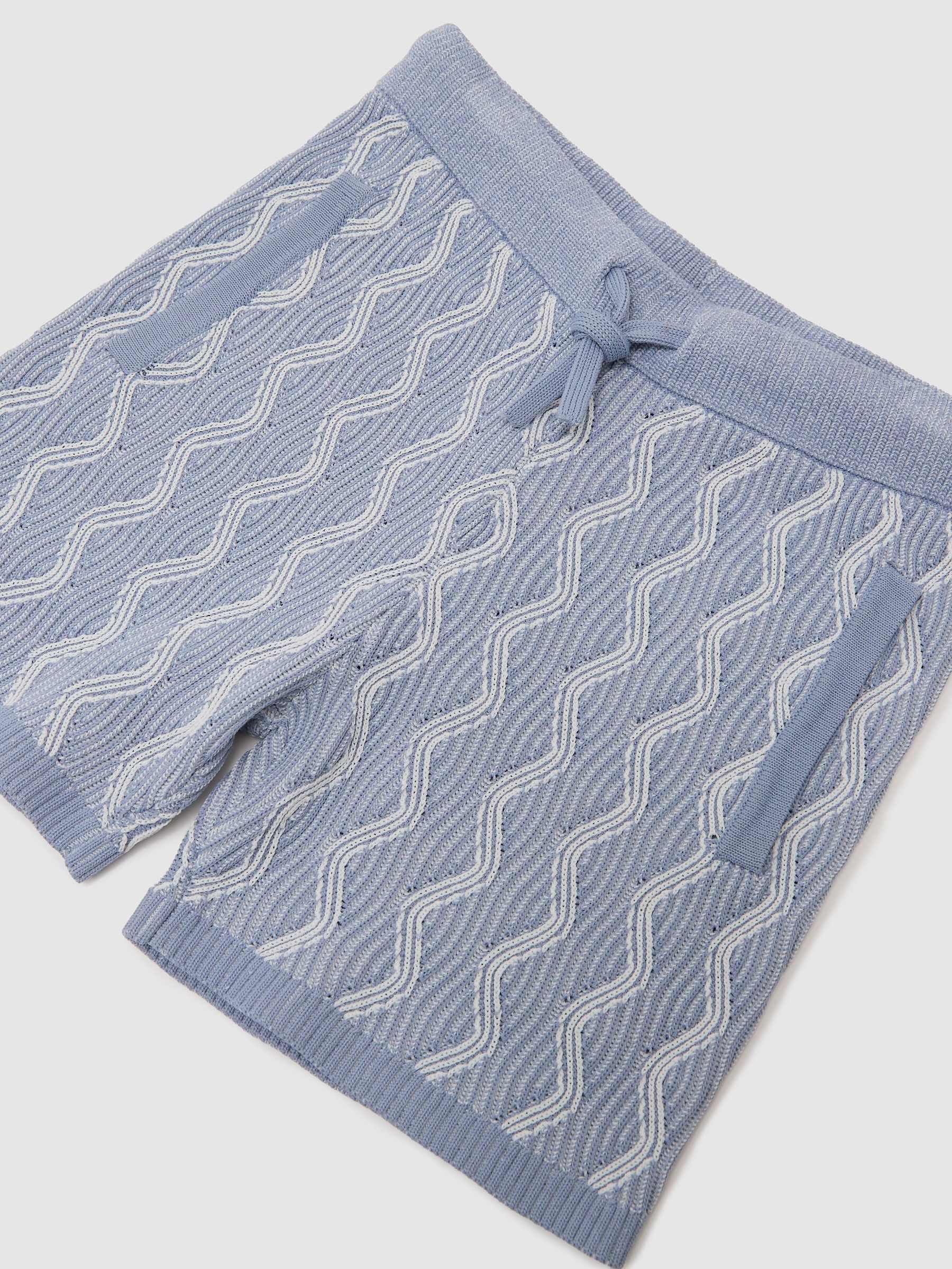 13-14 yrs Wave-Knit Drawstring Shorts in Blue - Image 1 of 3