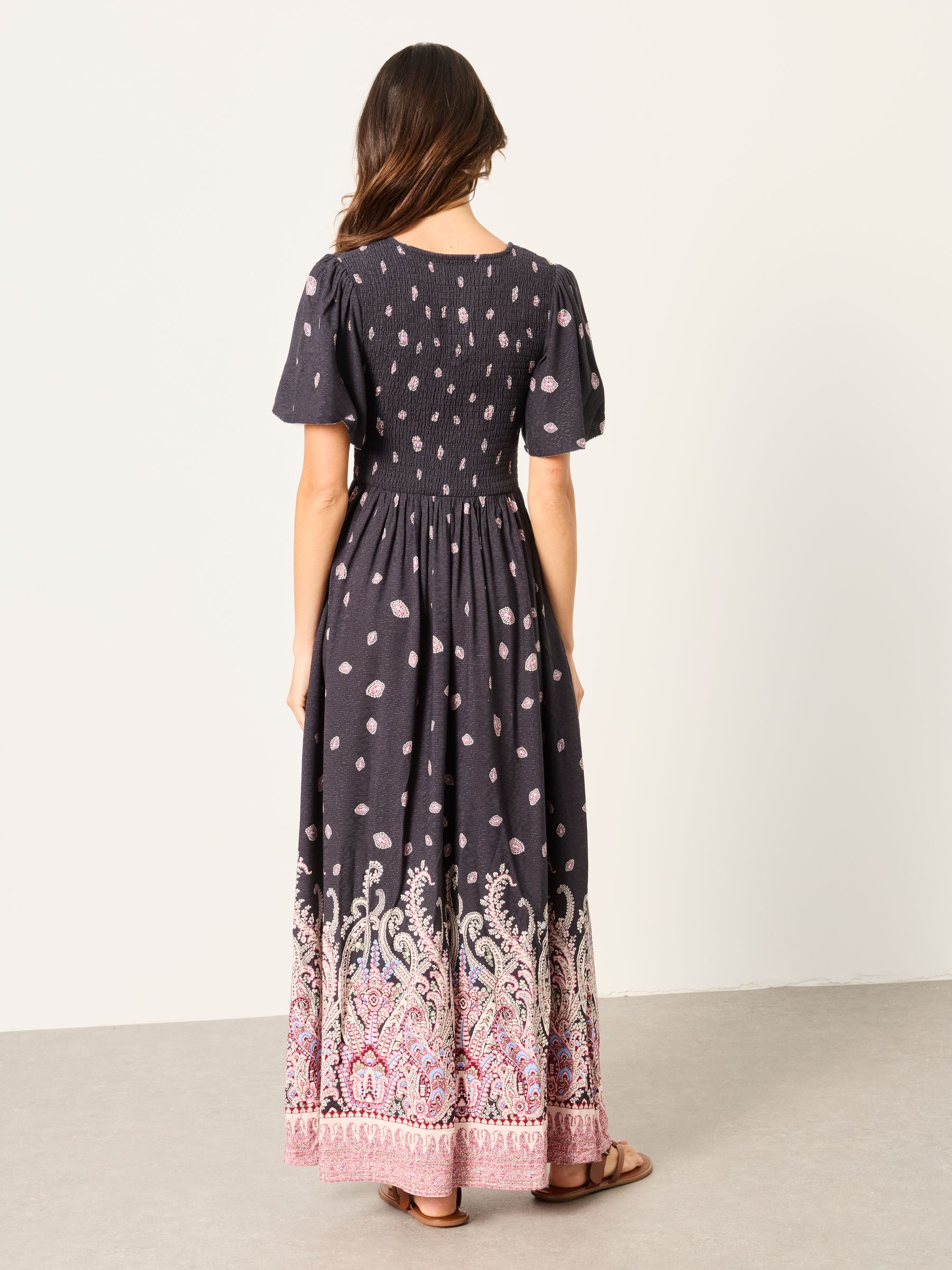 off the shoulder summer dresses Olivaceous-Blue Floral Midi Dress