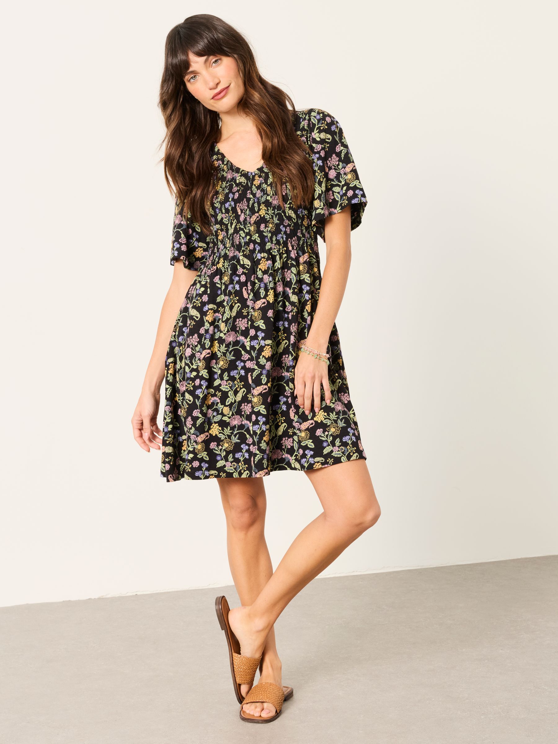 Black Stitch Paisley Regular Emma Floral Jersey Dress - Image 1 of 4 Black Stitch Paisley Regular Emma Floral Jersey Dress - Image 1 of 4