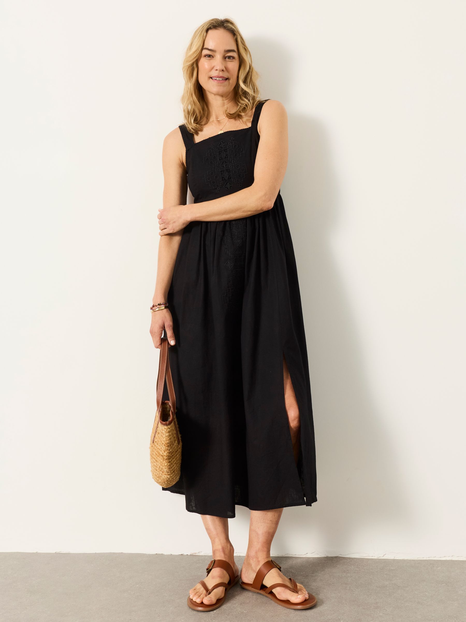 Black Petite Gili Embroidered Midi Dress - Image 1 of 6
