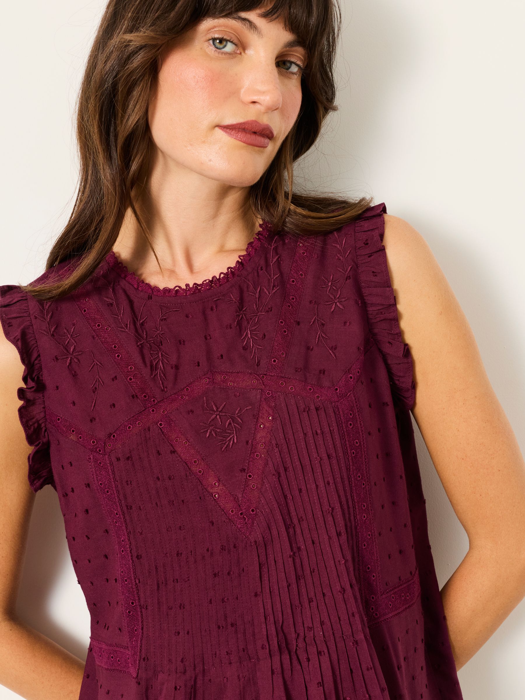 Burgundy Red Petite Gi Embroidered Blouse - Image 4 of 5
