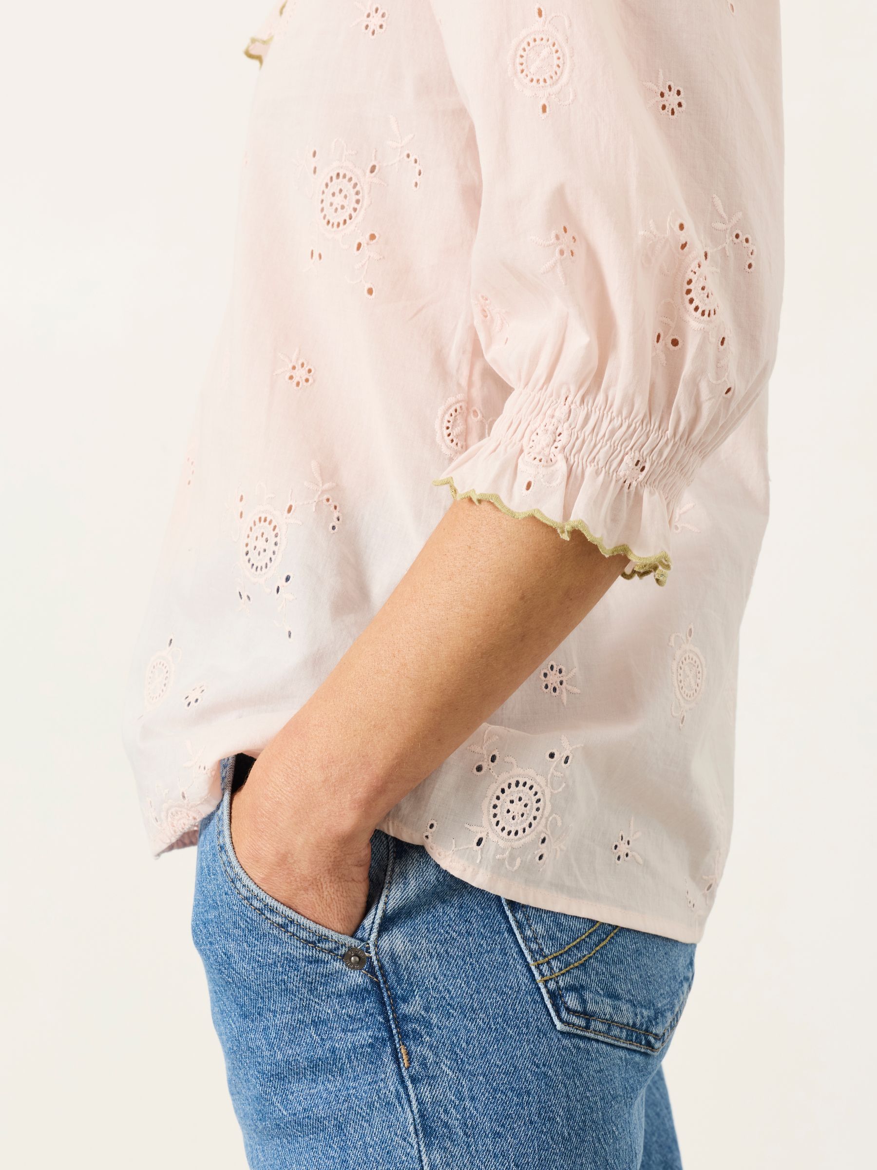Carly Pink Petite Broderie Blouse - Image 5 of 6