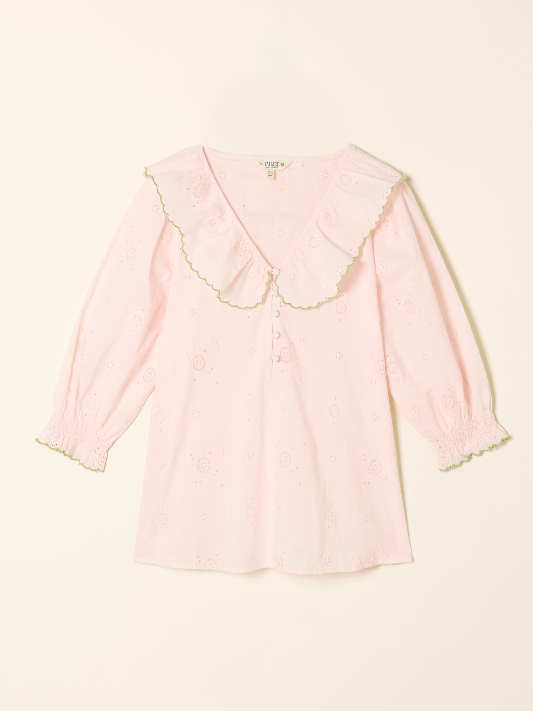 Carly Pink Petite Broderie Blouse - Image 7 of 7